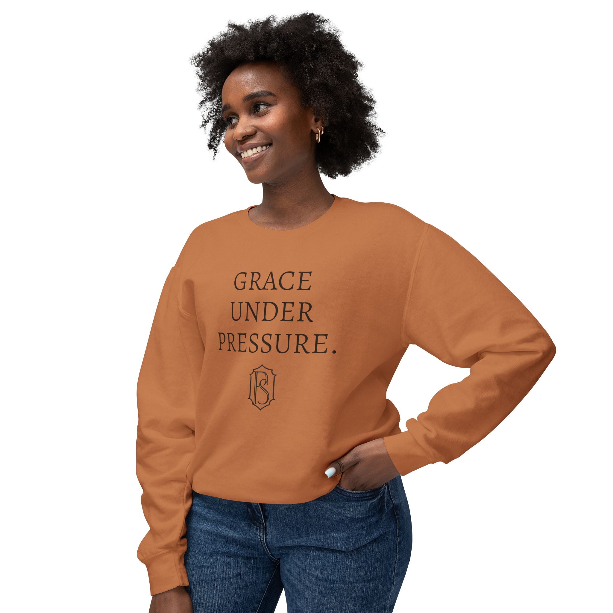 PR3PARED Crewneck Sweatshirt — "Grace Under Pressure" Minimalist Inspirational Pullover
