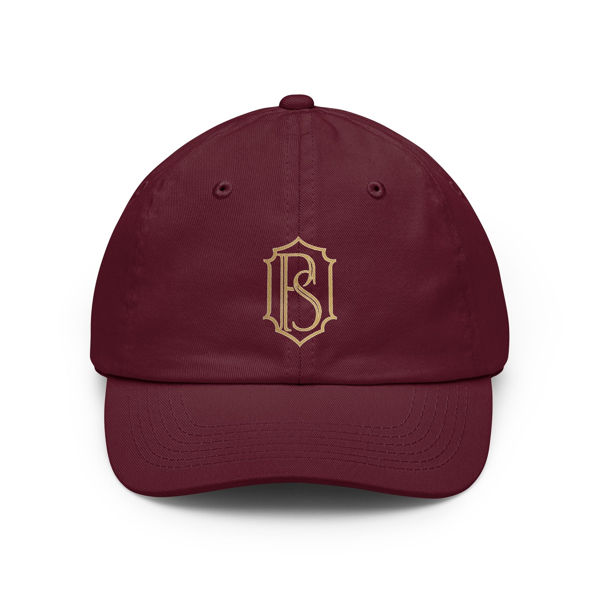 PR3PARED Embroidered Monogram Dad Hat – Vintage Gold Crest Cap