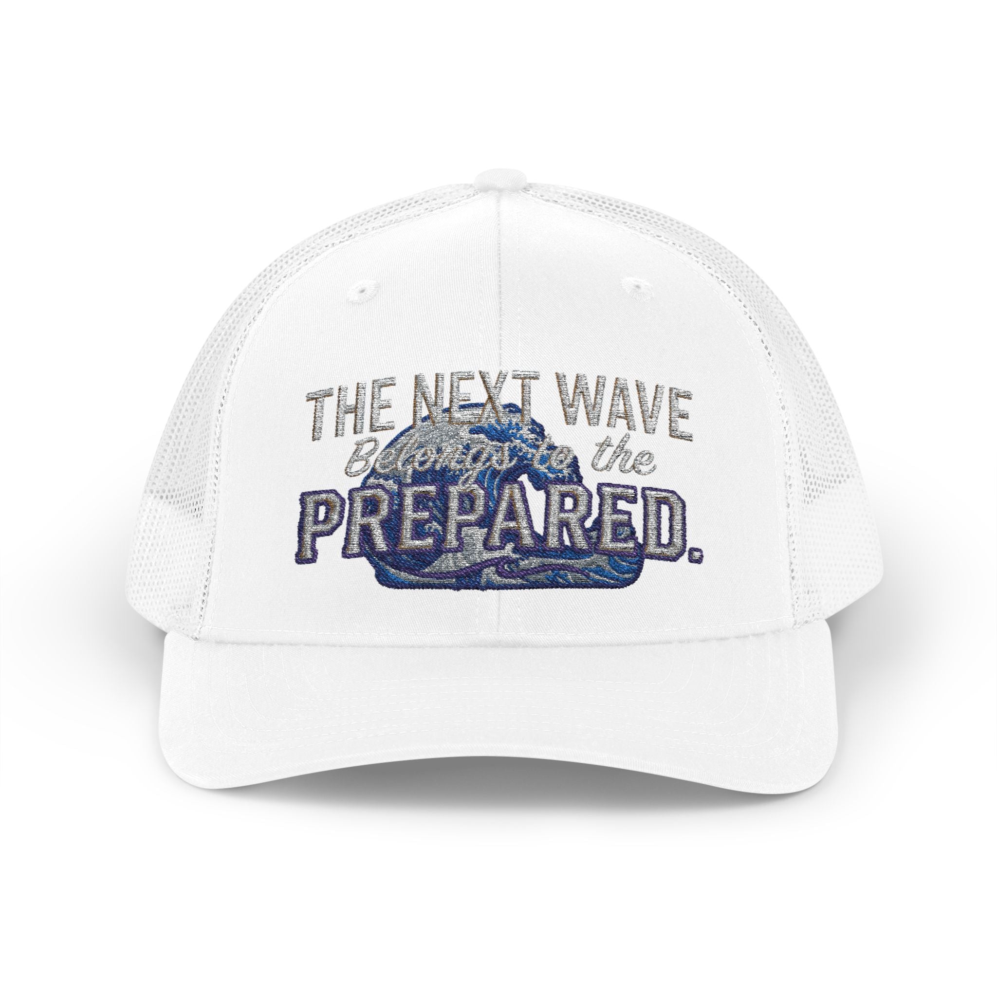 PR3PARED Snapback Embroidered Trucker Cap — 'The Next Wave Be Prepared' Ocean Patch Hat