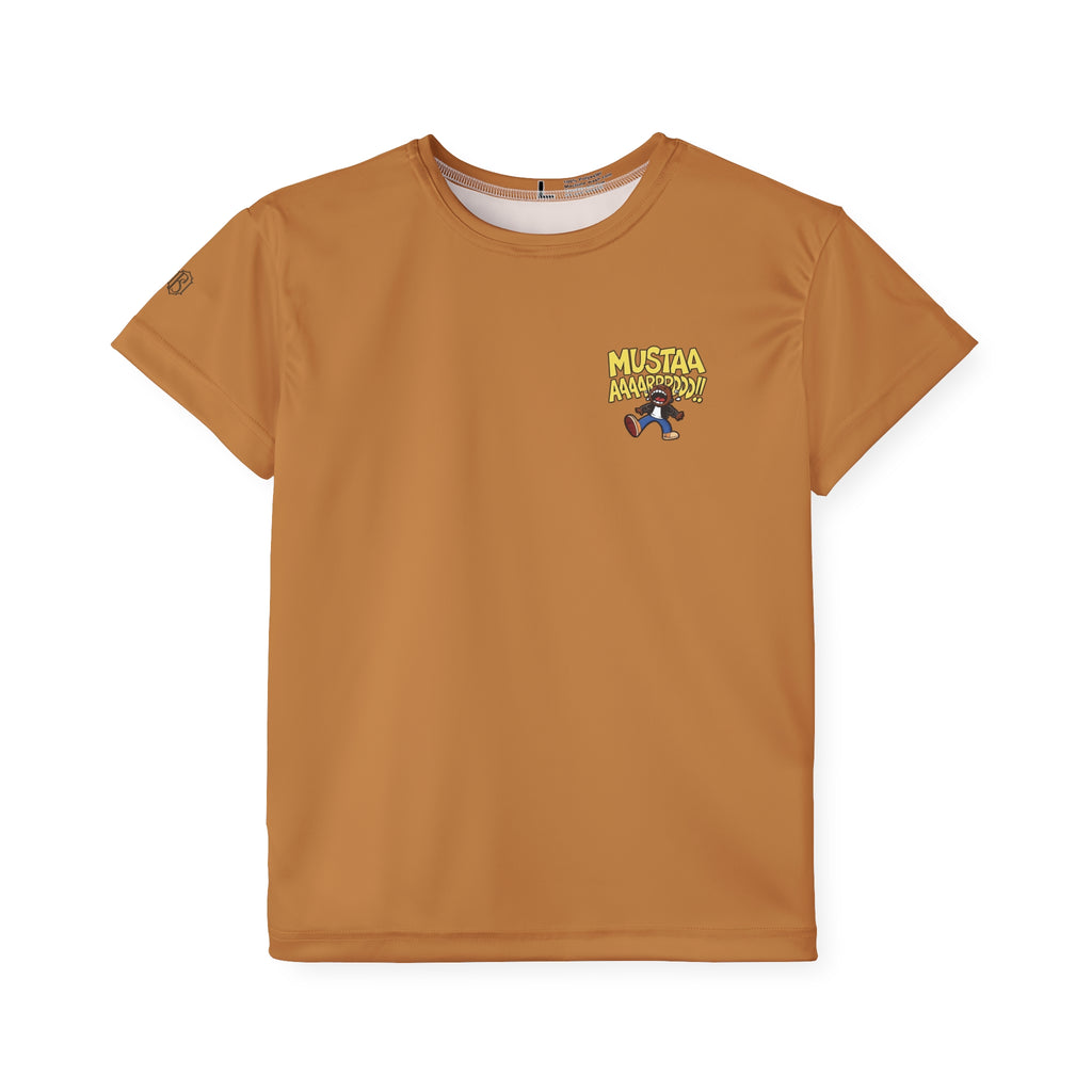 PS Kids Jersey Tee — "MUSTAA AAAARRRDD!!" Cartoon Shout Graphic