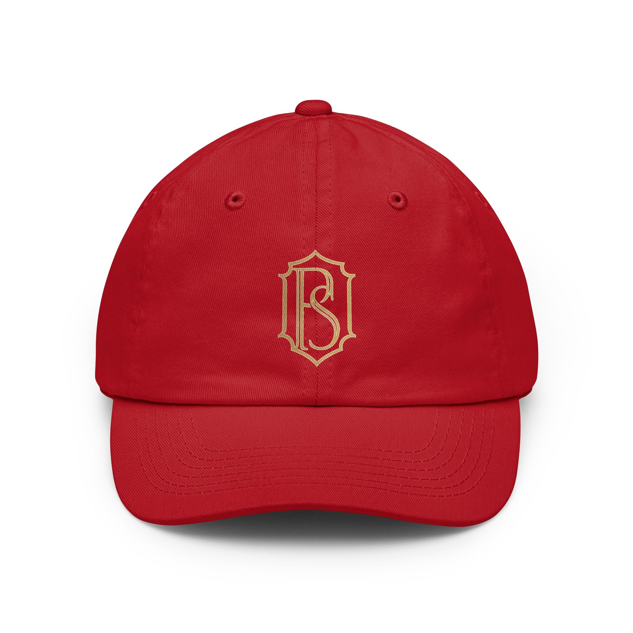 PR3PARED Embroidered Monogram Dad Hat – Vintage Gold Crest Cap
