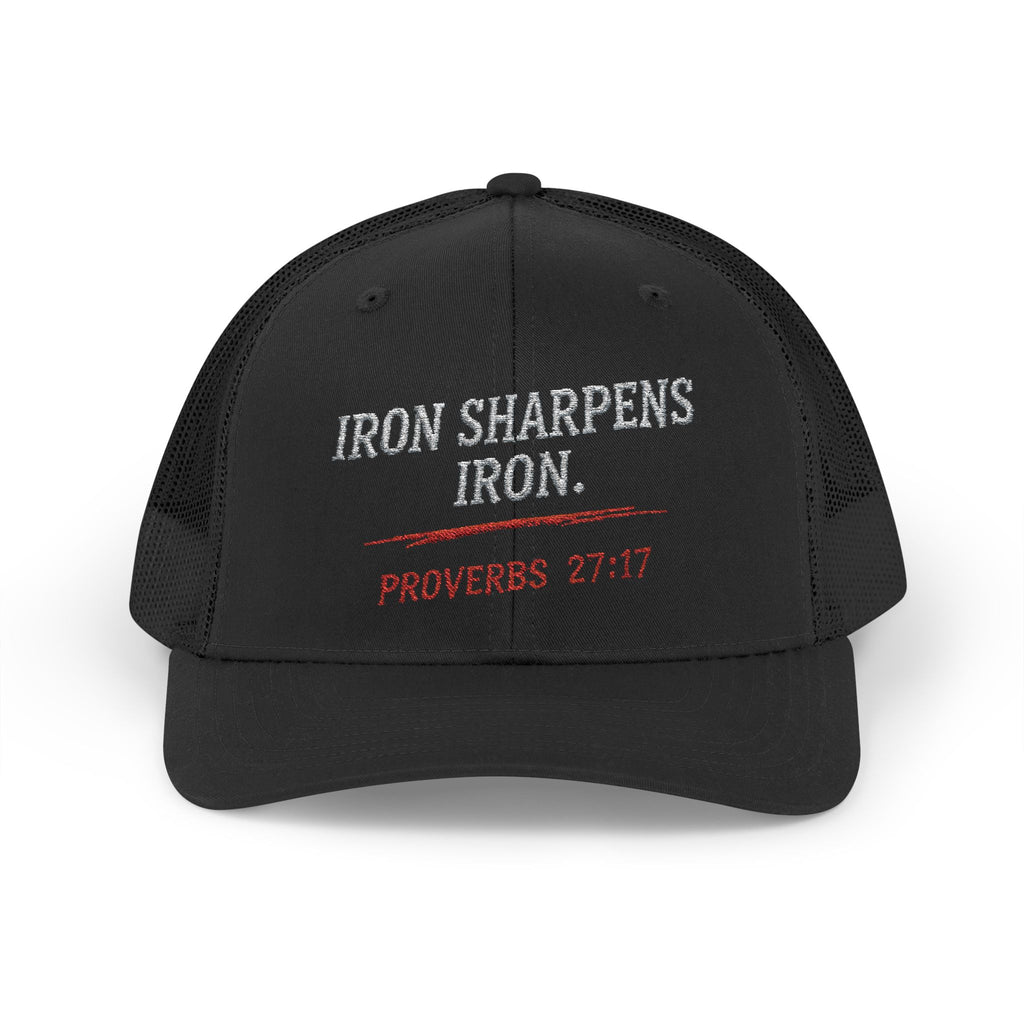 PR3PARED Iron Sharpens Iron Snapback Trucker Cap — Proverbs 27:17 Christian Mesh Hat