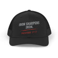 PR3PARED Iron Sharpens Iron Snapback Trucker Cap — Proverbs 27:17 Christian Mesh Hat