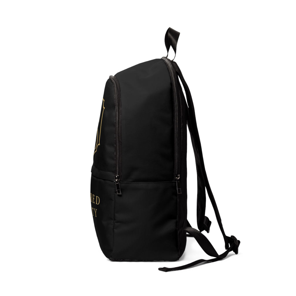 PR3PARED Monogram Backpack - Black Fabric Daypack with Gold Crest