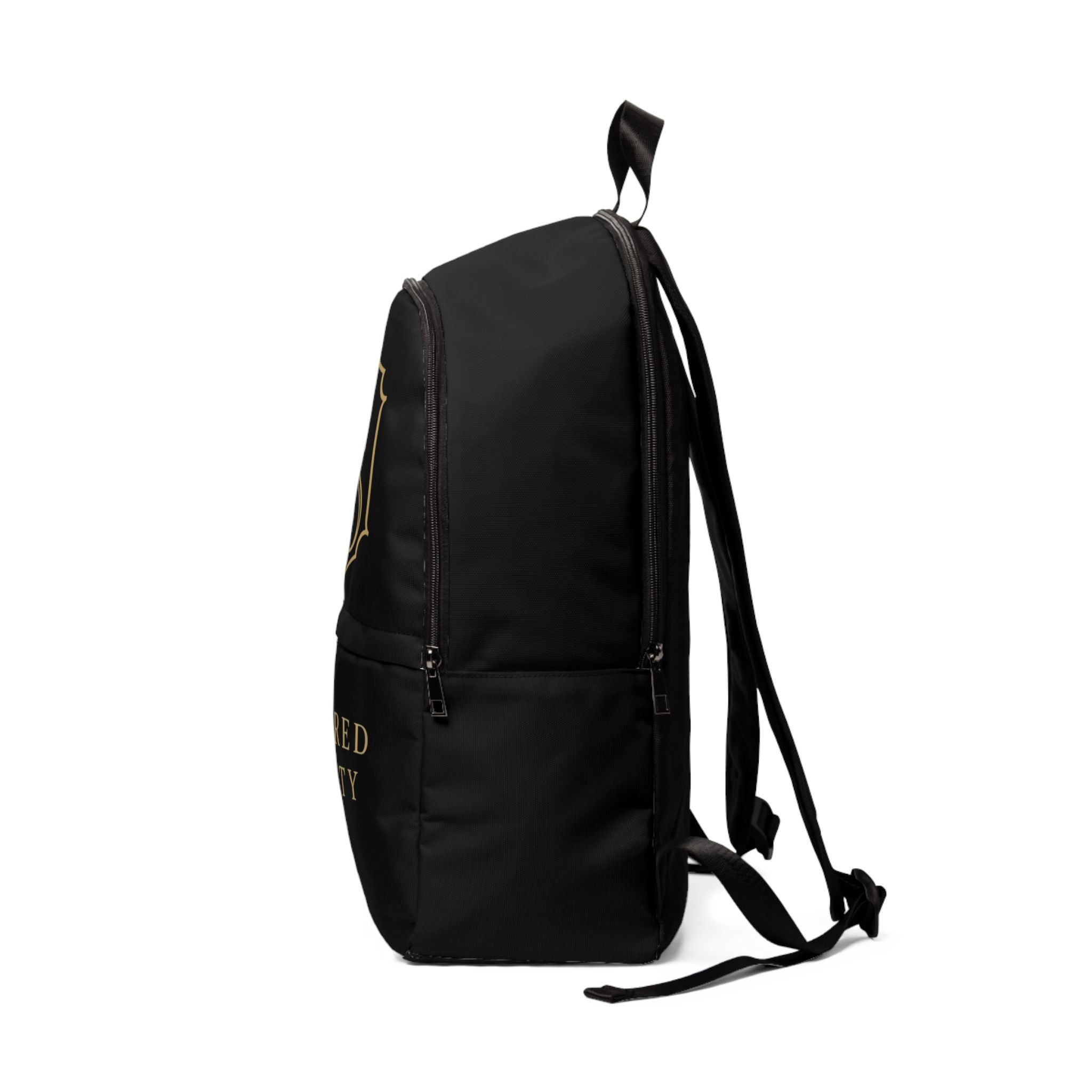 PR3PARED Monogram Backpack - Black Fabric Daypack with Gold Crest