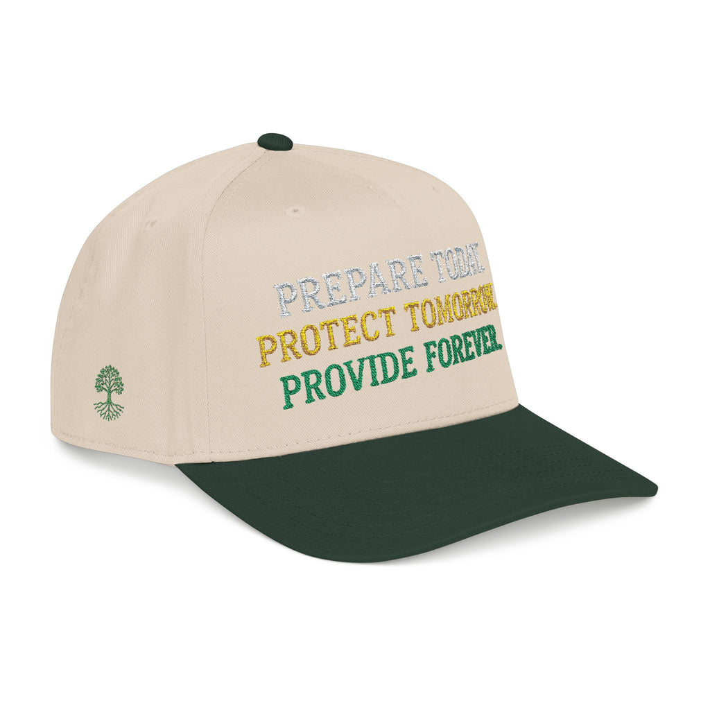 PR3PARED Eco Message Baseball Cap — “Prepare Today. Protect Tomorrow. Provide Forever.”