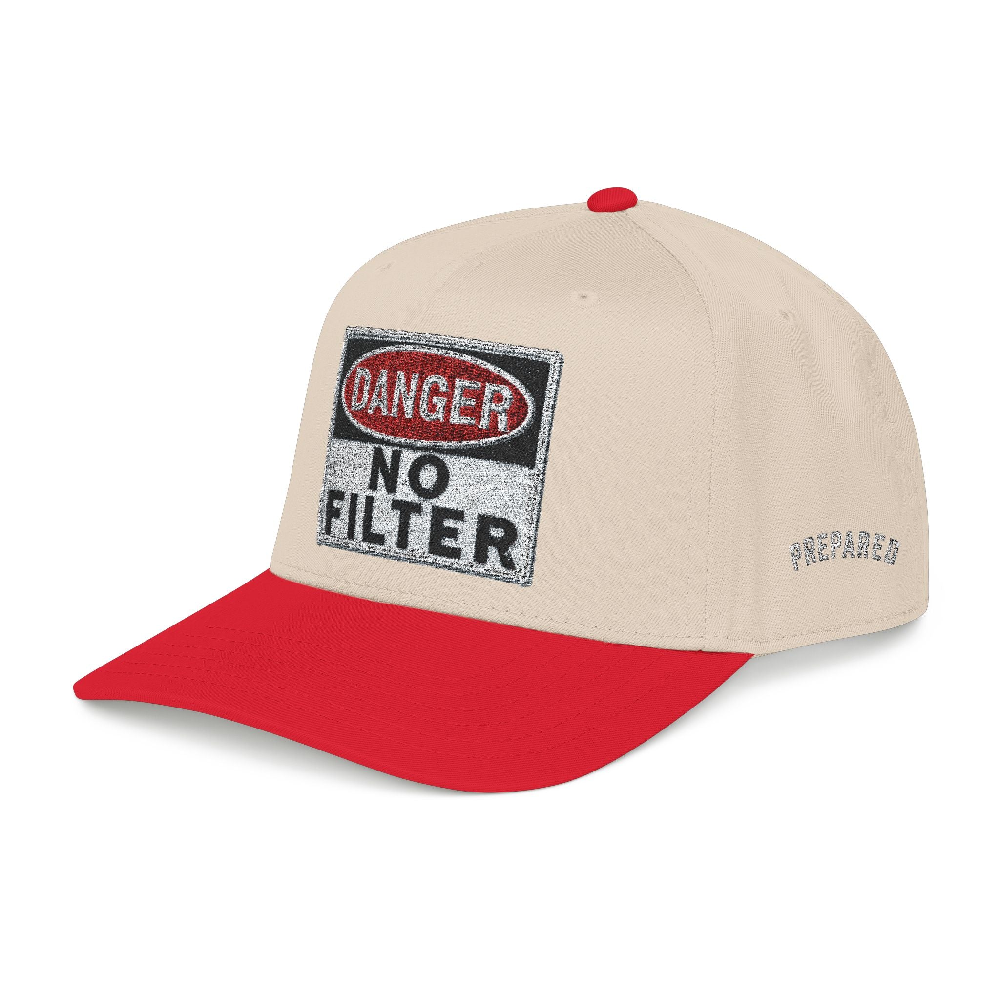 PR3PARED No Filter Embroidered Baseball Cap — 'Danger' Graphic Mid Profile Hat