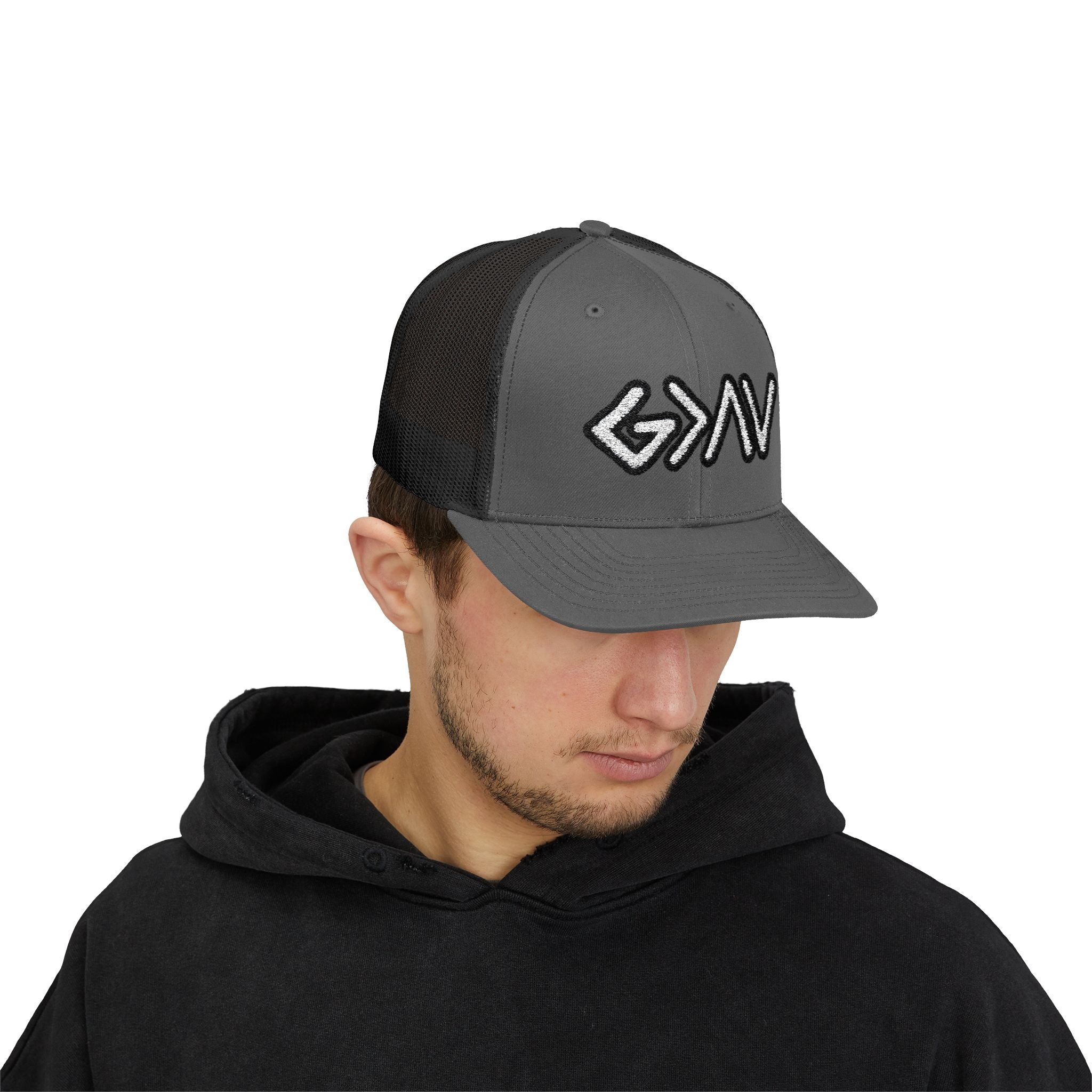 PR3PARED GOD>Ups & Downs Trucker Cap – Embroidered Snapback Mesh Hat