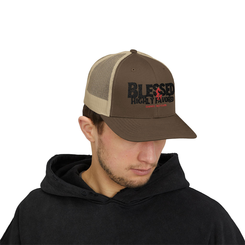 PR3PARED Embroidered Trucker Cap — "Blessed & Highly Favored" Embroidered Snapback