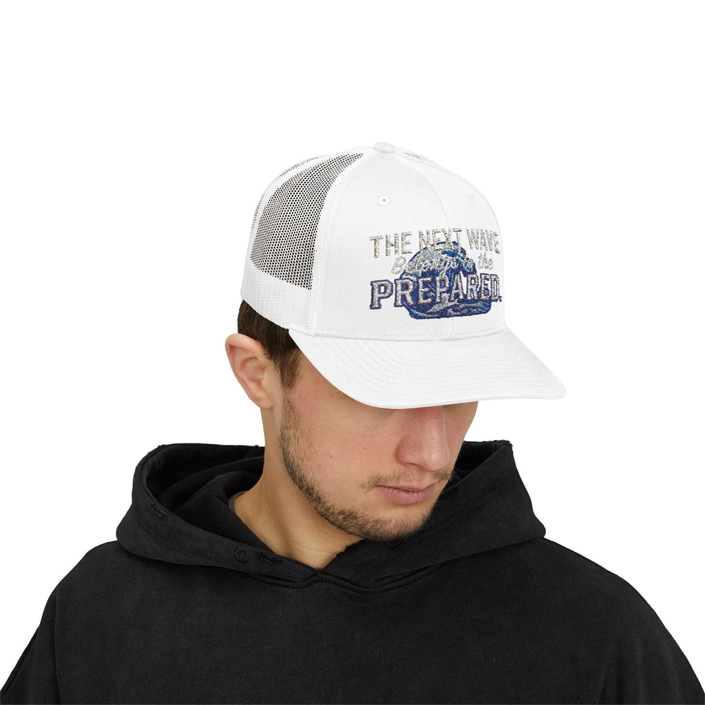 PR3PARED Snapback Embroidered Trucker Cap — 'The Next Wave Be Prepared' Ocean Patch Hat