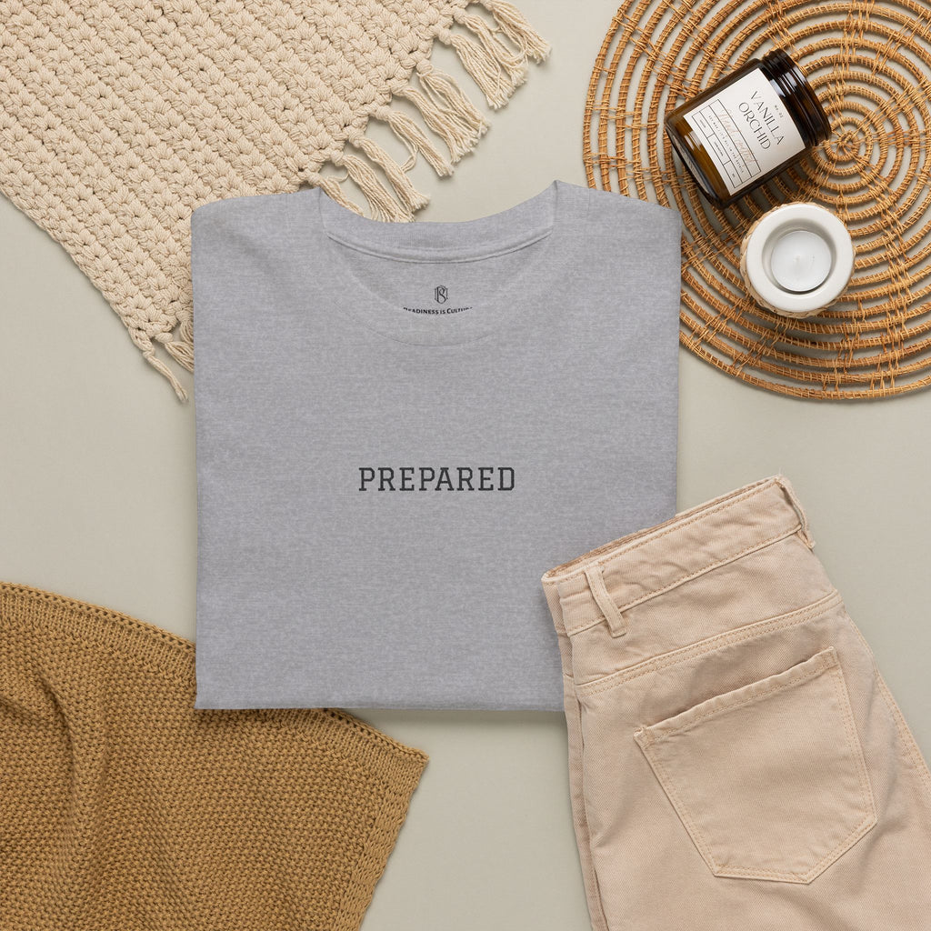 PR3PARED Graphic Embroidered Tee — Minimalist 'PREPARED' Text Shirt