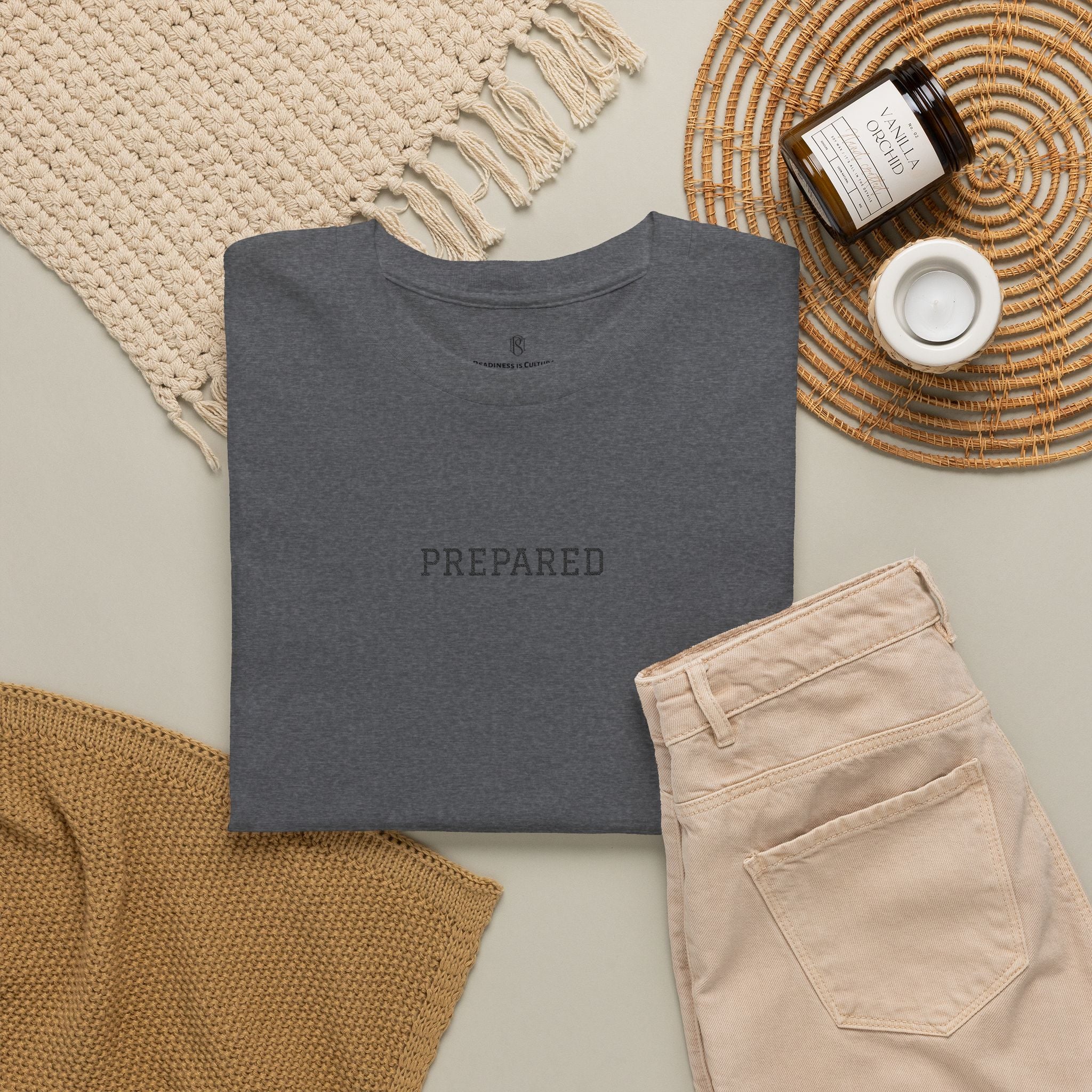 PR3PARED Graphic Embroidered Tee — Minimalist 'PREPARED' Text Shirt