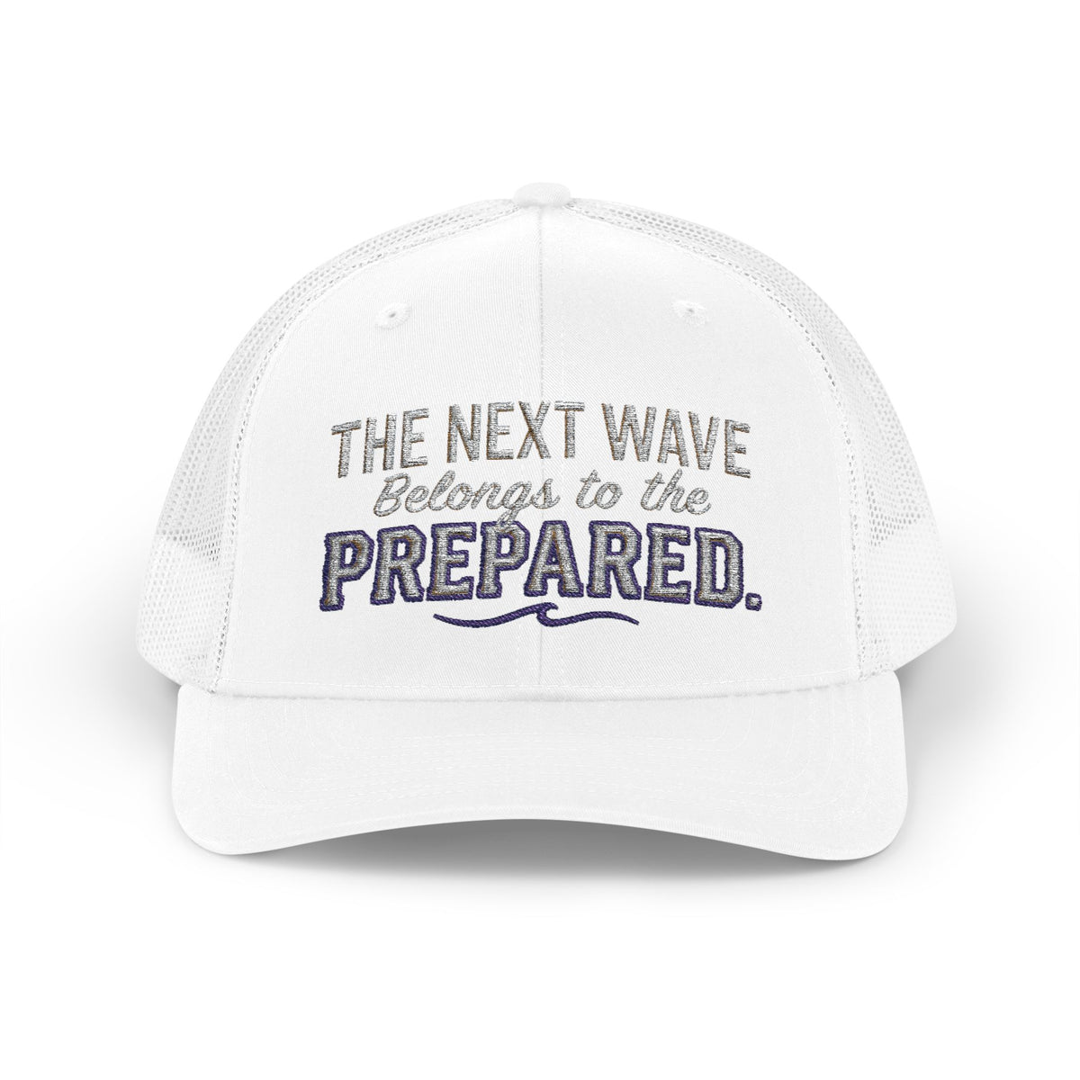 PR3PARED Snapback Embroidered Trucker Cap — 'The Next Wave Be Prepared' Ocean Patch Hat