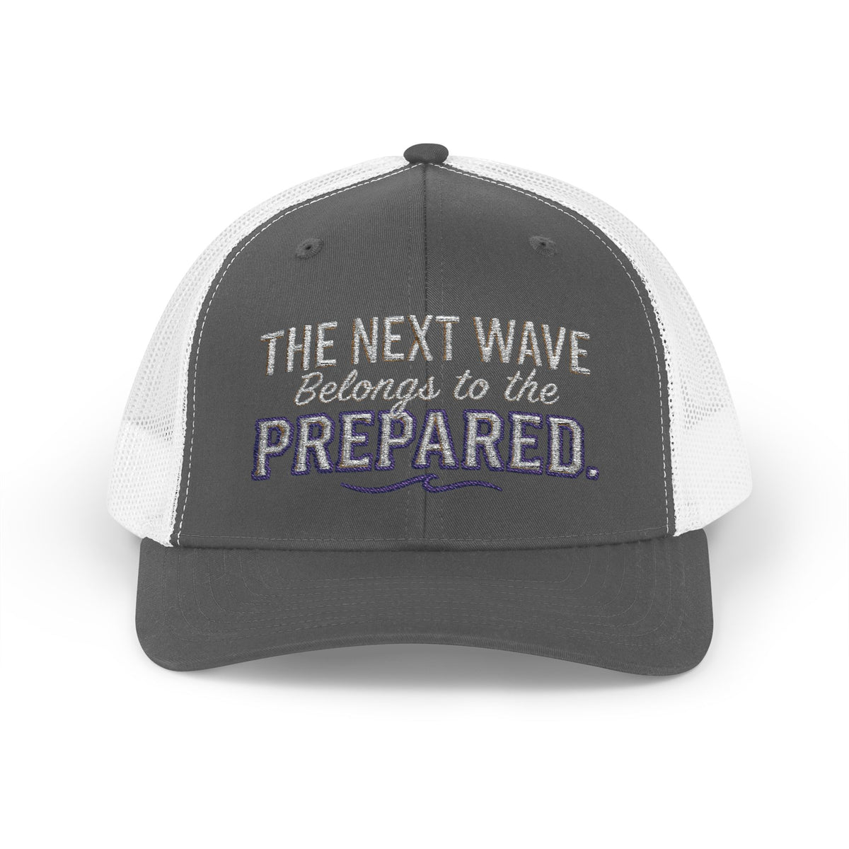 PR3PARED Snapback Embroidered Trucker Cap — 'The Next Wave Be Prepared' Ocean Patch Hat