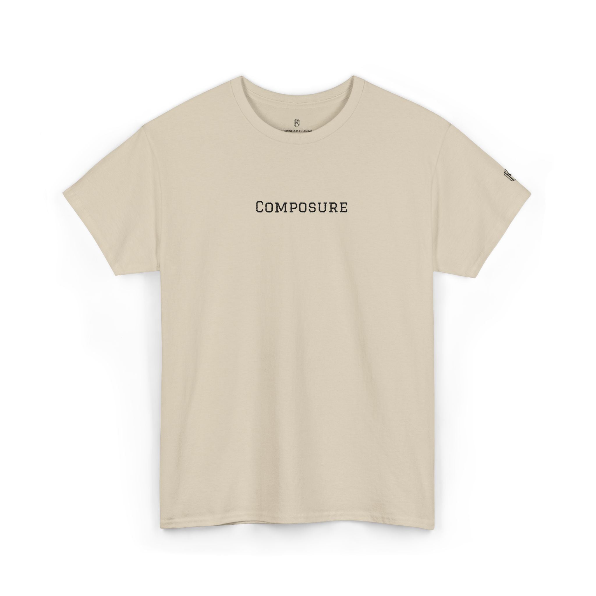 PR3PARED Composure Minimalist Embroidered Tee — Crewneck Shirt with 'Composure' Text