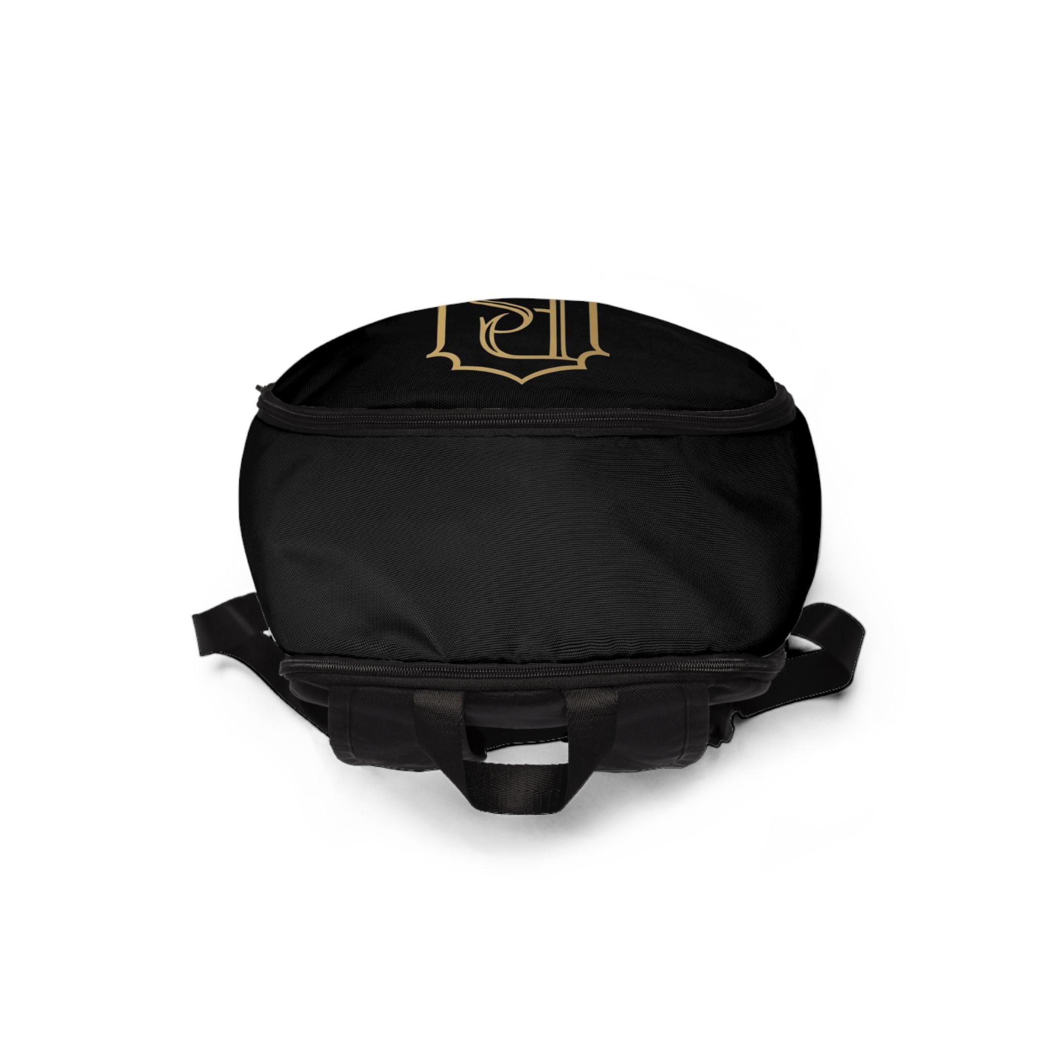 PR3PARED Monogram Backpack - Black Fabric Daypack with Gold Crest