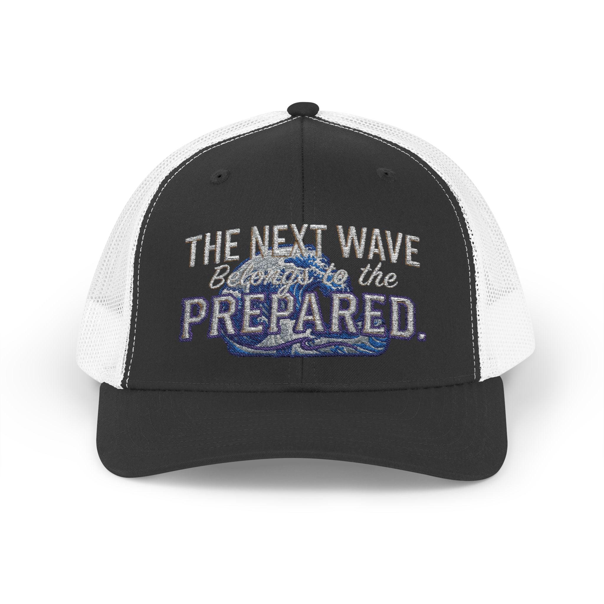 PR3PARED Snapback Embroidered Trucker Cap — 'The Next Wave Be Prepared' Ocean Patch Hat