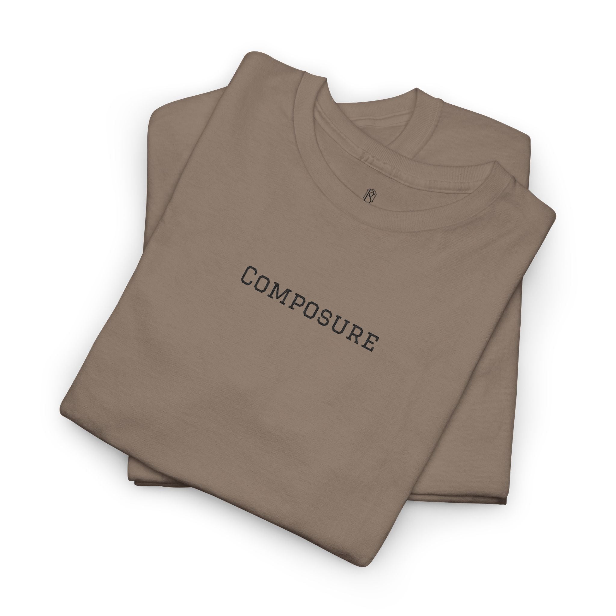 PR3PARED Composure Minimalist Embroidered Tee — Crewneck Shirt with 'Composure' Text