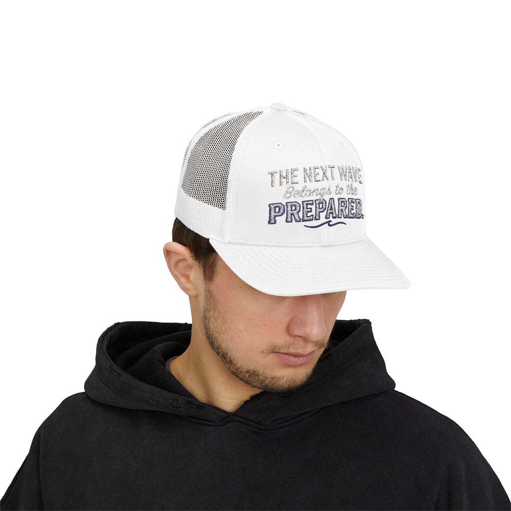 PR3PARED Snapback Embroidered Trucker Cap — 'The Next Wave Be Prepared' Ocean Patch Hat