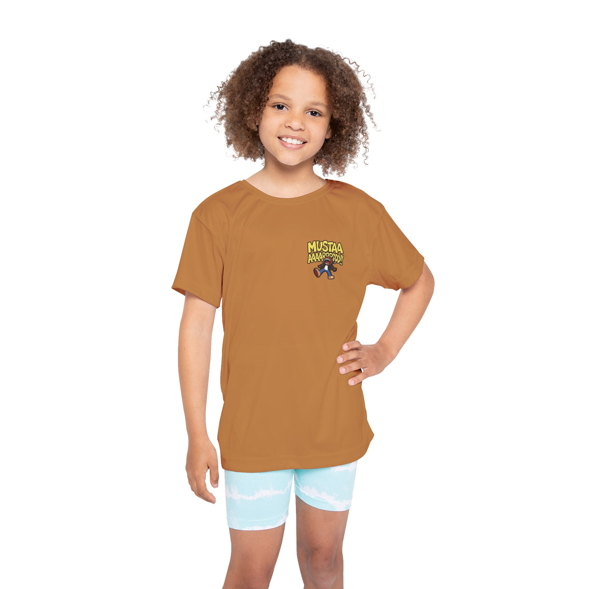PS Kids Jersey Tee — "MUSTAA AAAARRRDD!!" Cartoon Shout Graphic