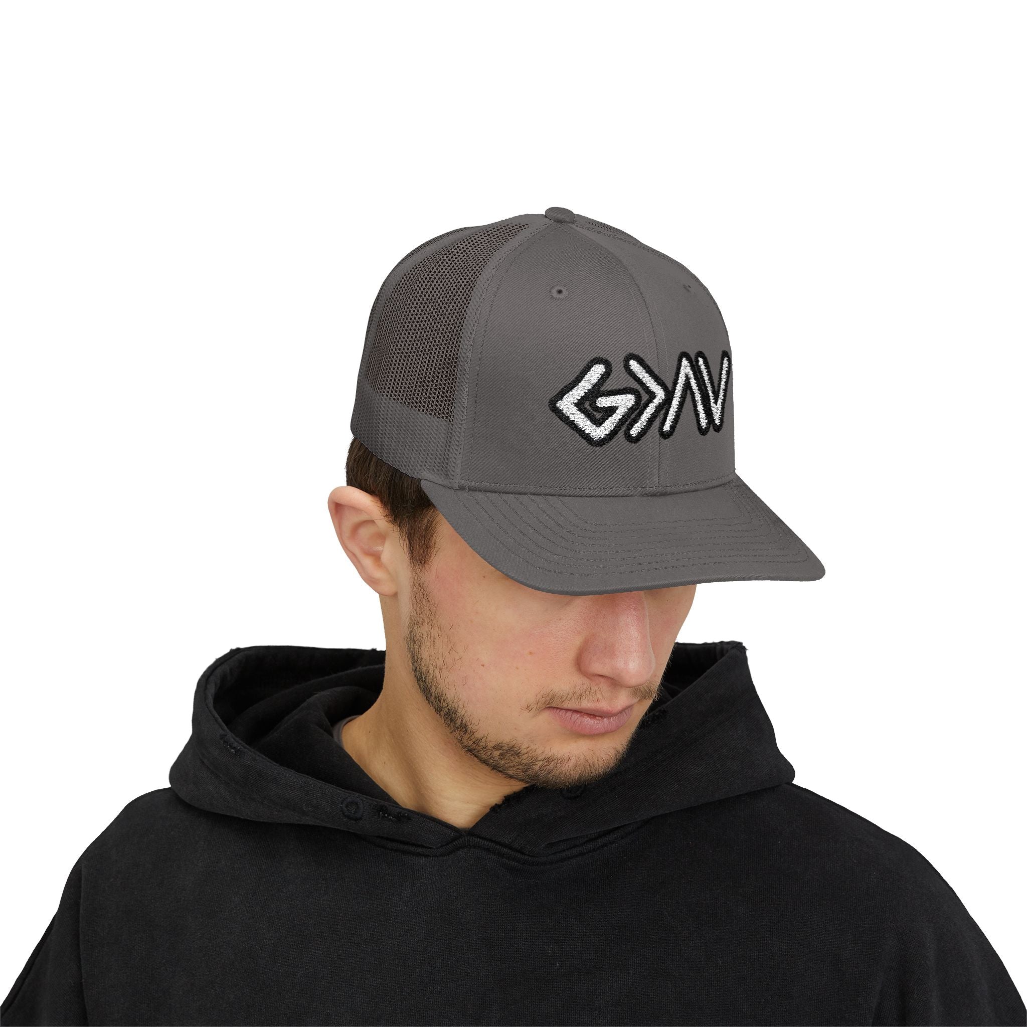 PR3PARED GOD>Ups & Downs Trucker Cap – Embroidered Snapback Mesh Hat