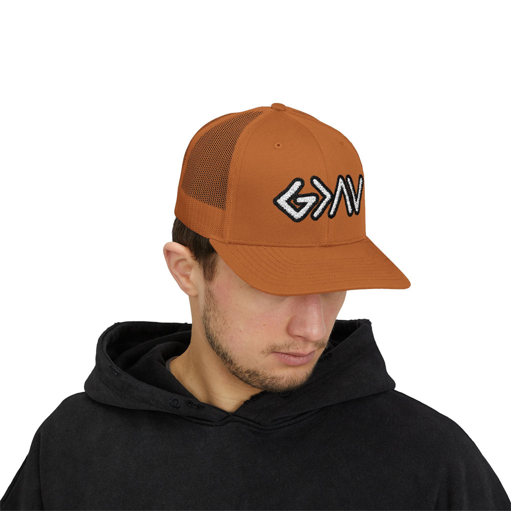 PR3PARED GOD>Ups & Downs Trucker Cap – Embroidered Snapback Mesh Hat