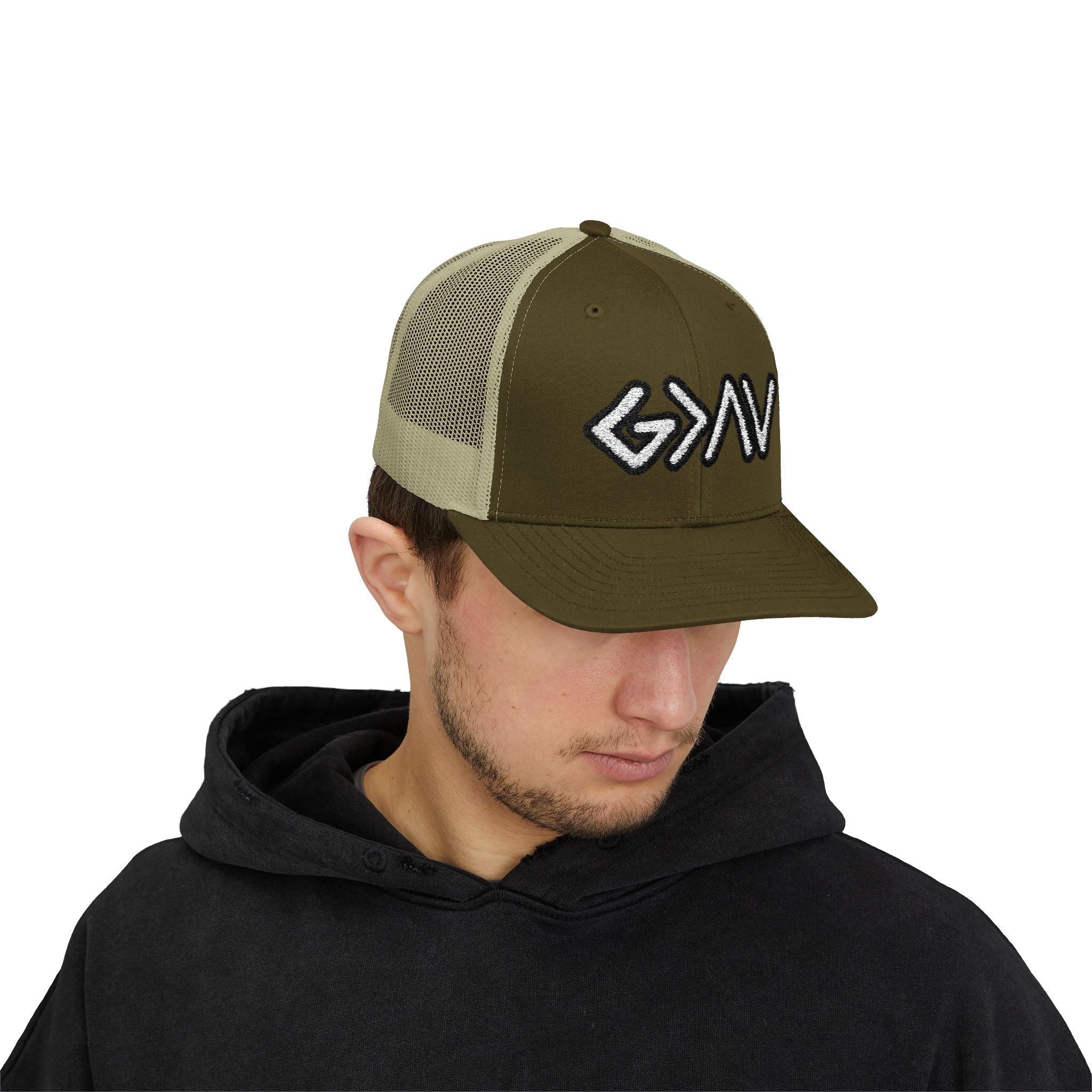 PR3PARED GOD>Ups & Downs Trucker Cap – Embroidered Snapback Mesh Hat