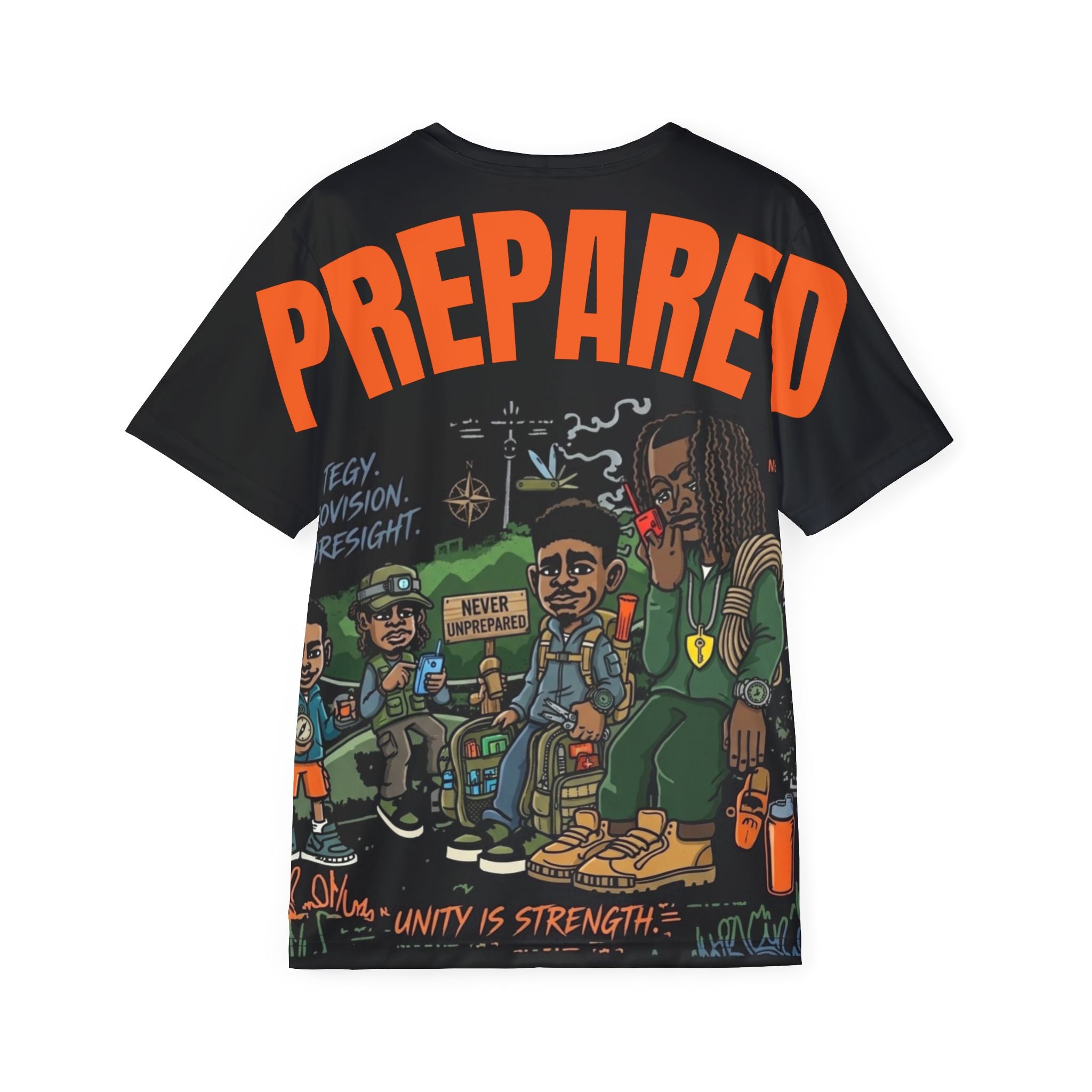 PR3PARED Graphic Sports Jersey Tee — Black/Orange All-Over Print Athletic Tee