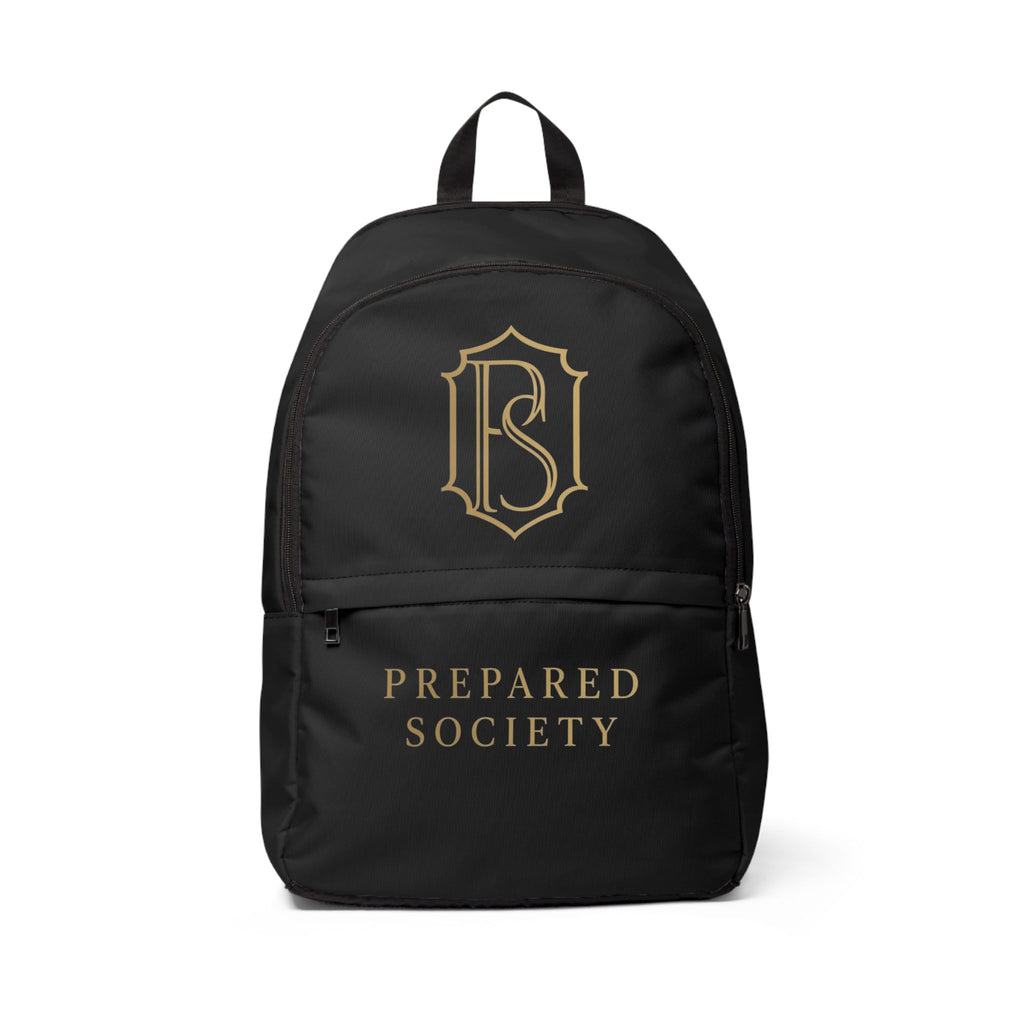 PR3PARED Monogram Backpack - Black Fabric Daypack with Gold Crest