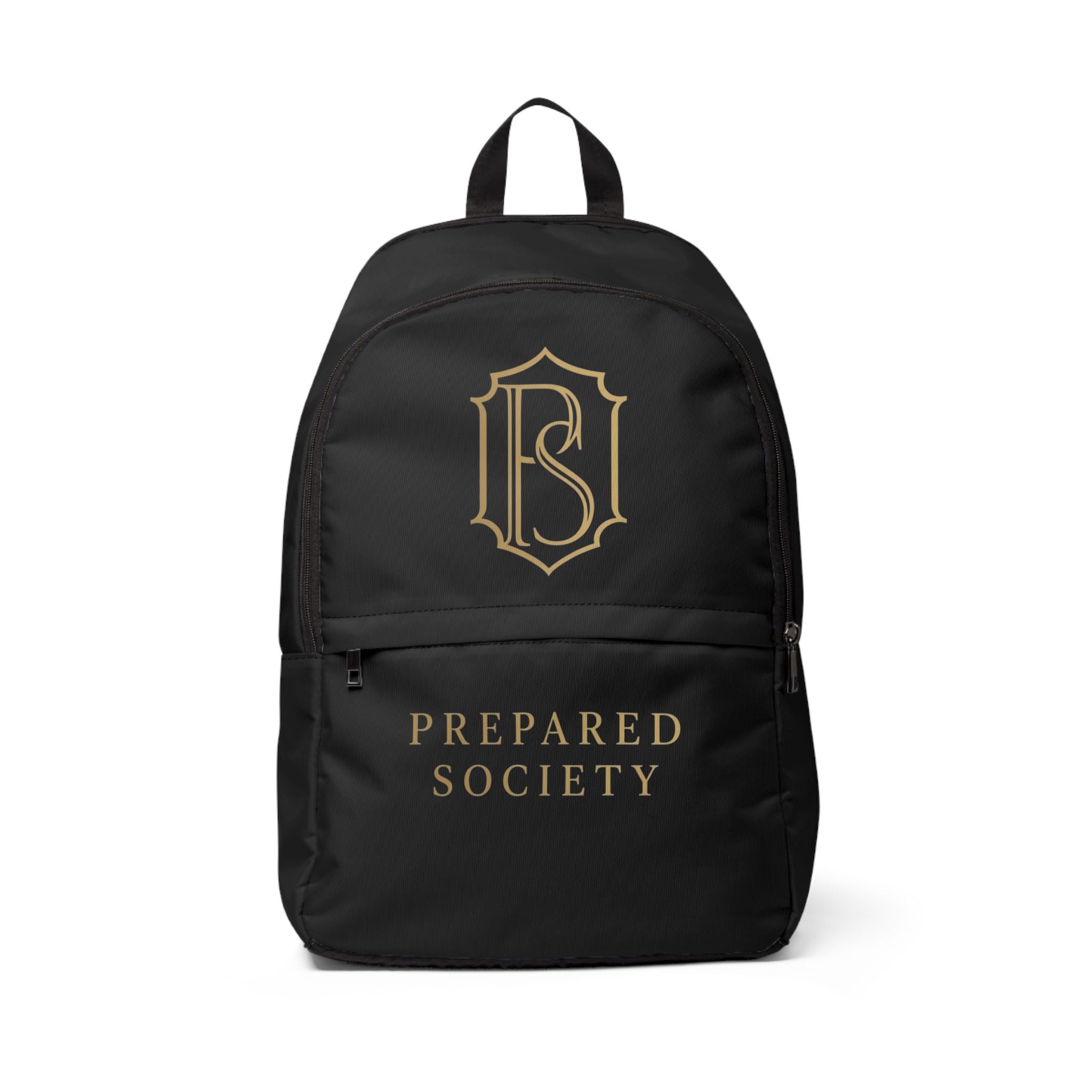 PR3PARED Monogram Backpack - Black Fabric Daypack with Gold Crest