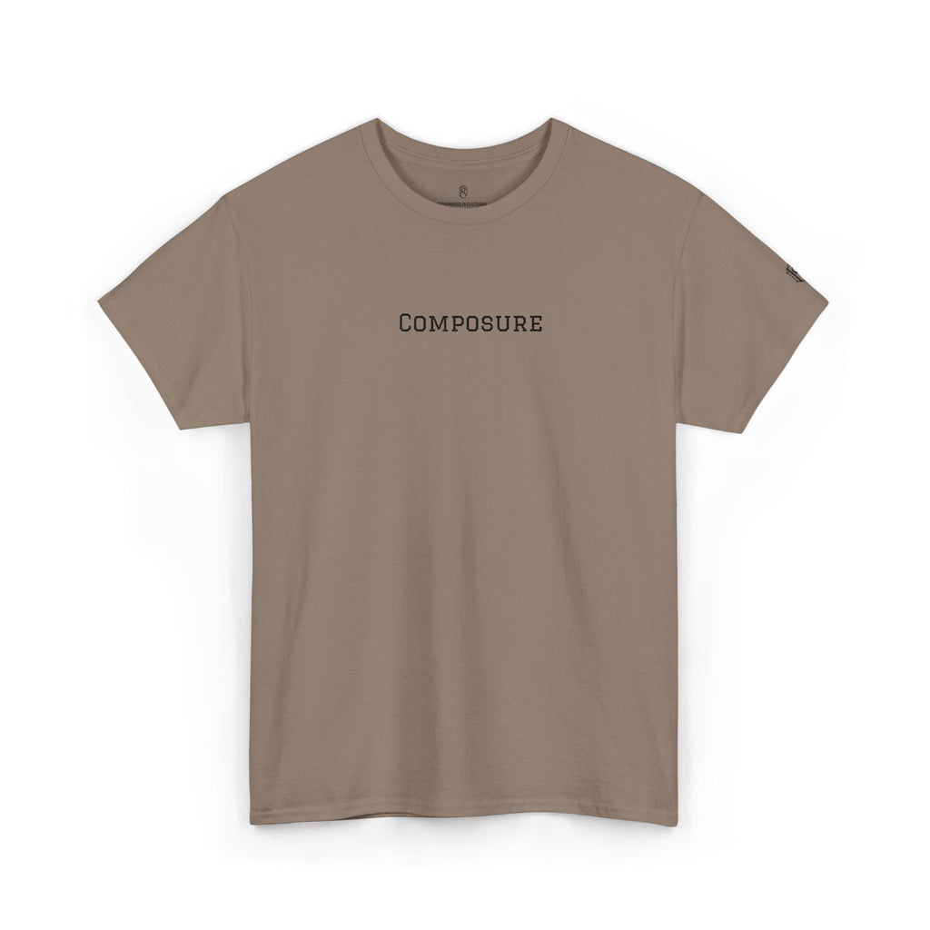 PR3PARED Composure Minimalist Embroidered Tee — Crewneck Shirt with 'Composure' Text