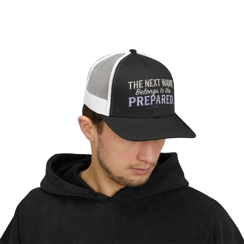 PR3PARED Snapback Embroidered Trucker Cap — 'The Next Wave Be Prepared' Ocean Patch Hat