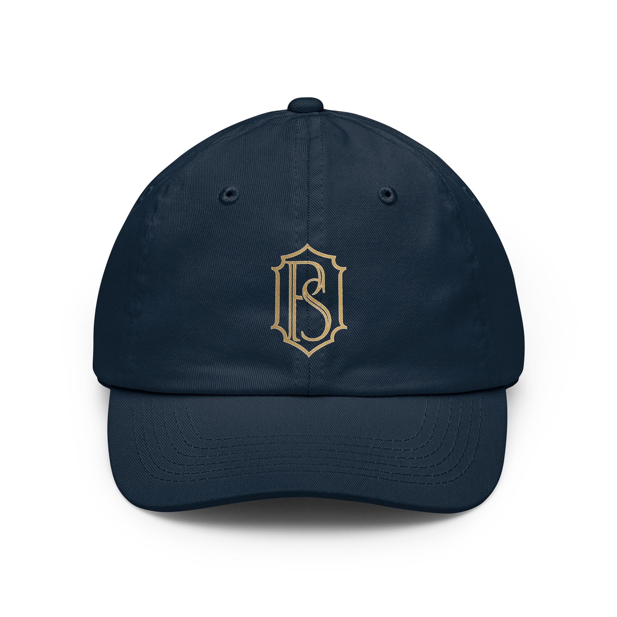 PR3PARED Embroidered Monogram Dad Hat – Vintage Gold Crest Cap