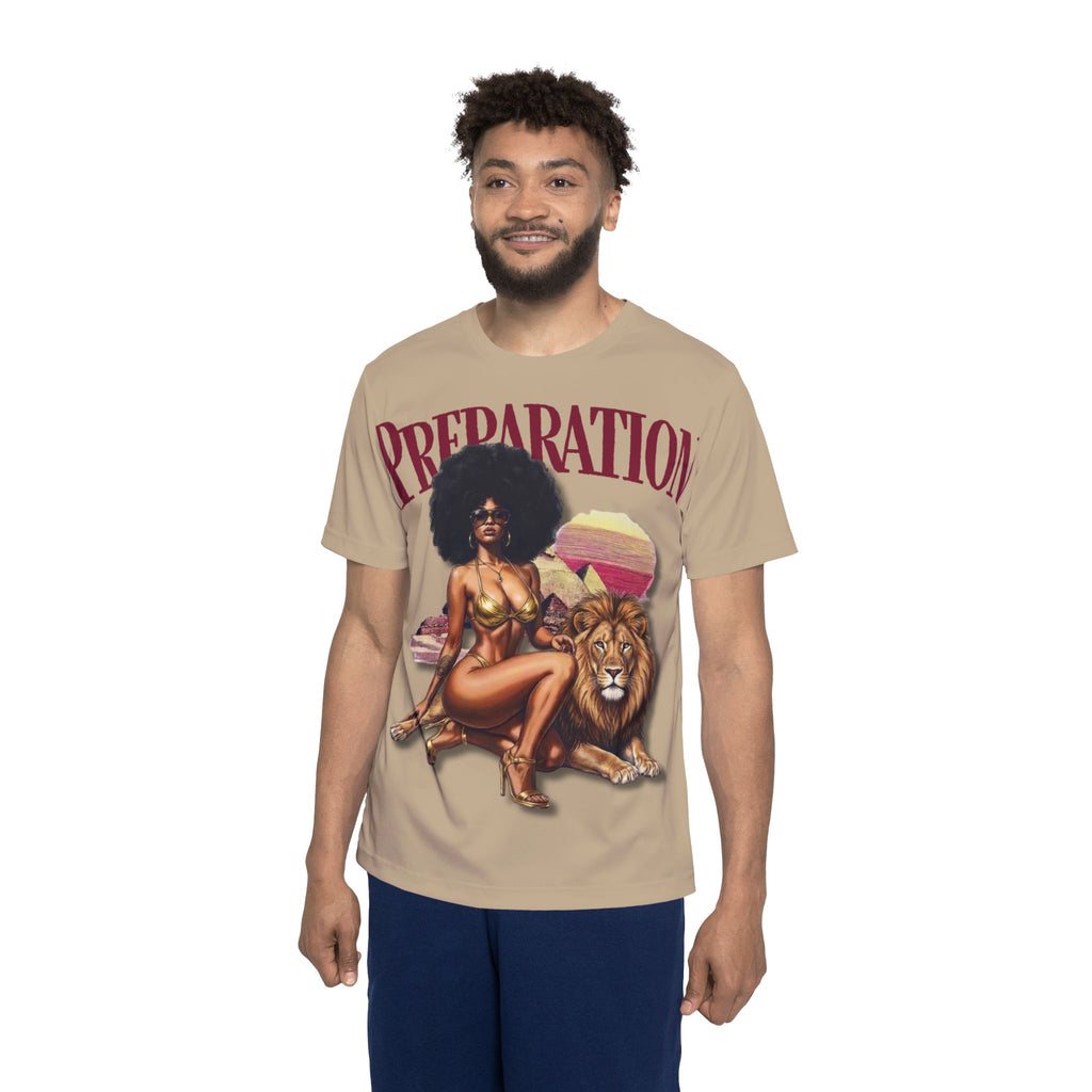 PR3PARED Preparation Graphic Sports Jersey — Retro Afro Woman & Lion Athletic Tee