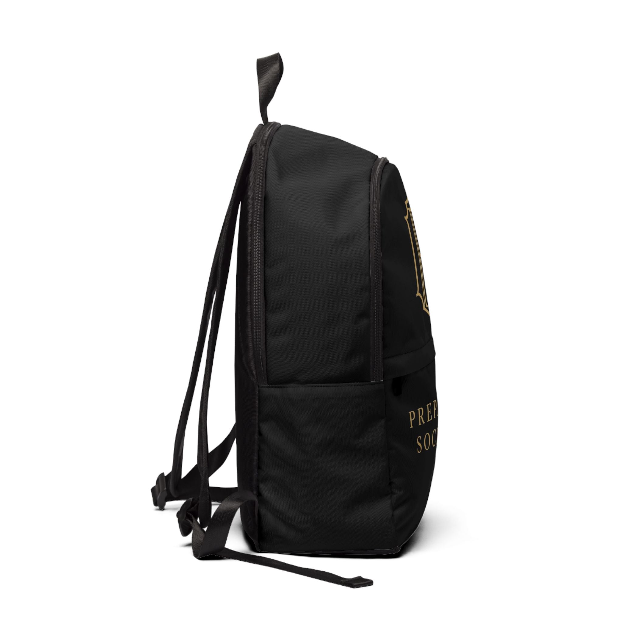 PR3PARED Monogram Backpack - Black Fabric Daypack with Gold Crest