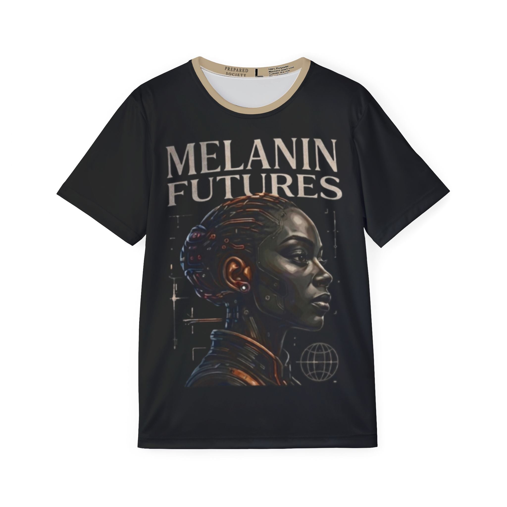 PR3PARED Sports Jersey Tee — "Melanin Futures" Graphic Athletic Tee (The Future Looks Familiar)