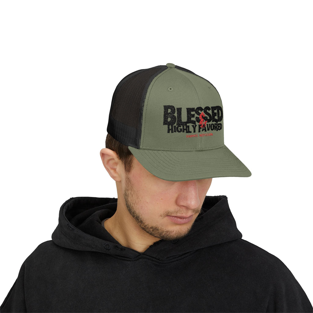 PR3PARED Embroidered Trucker Cap — "Blessed & Highly Favored" Embroidered Snapback