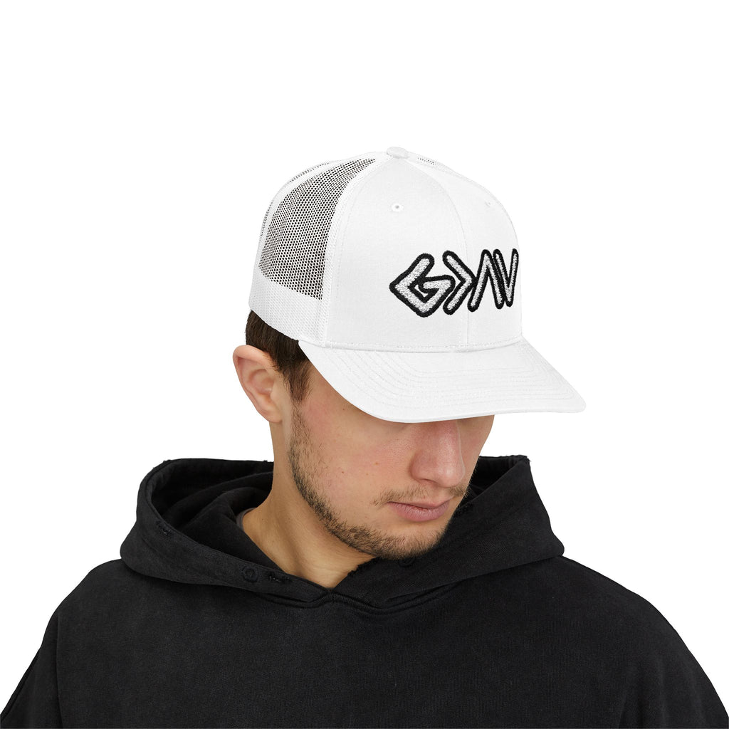 PR3PARED GOD>Ups & Downs Trucker Cap – Embroidered Snapback Mesh Hat