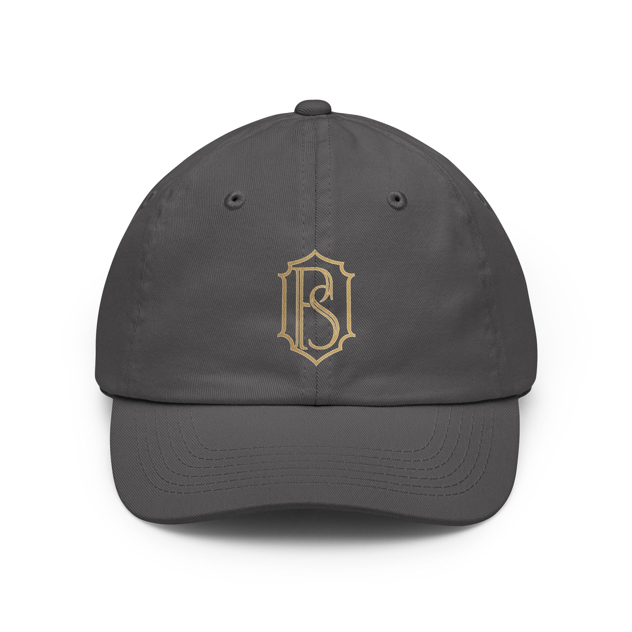 PR3PARED Embroidered Monogram Dad Hat – Vintage Gold Crest Cap