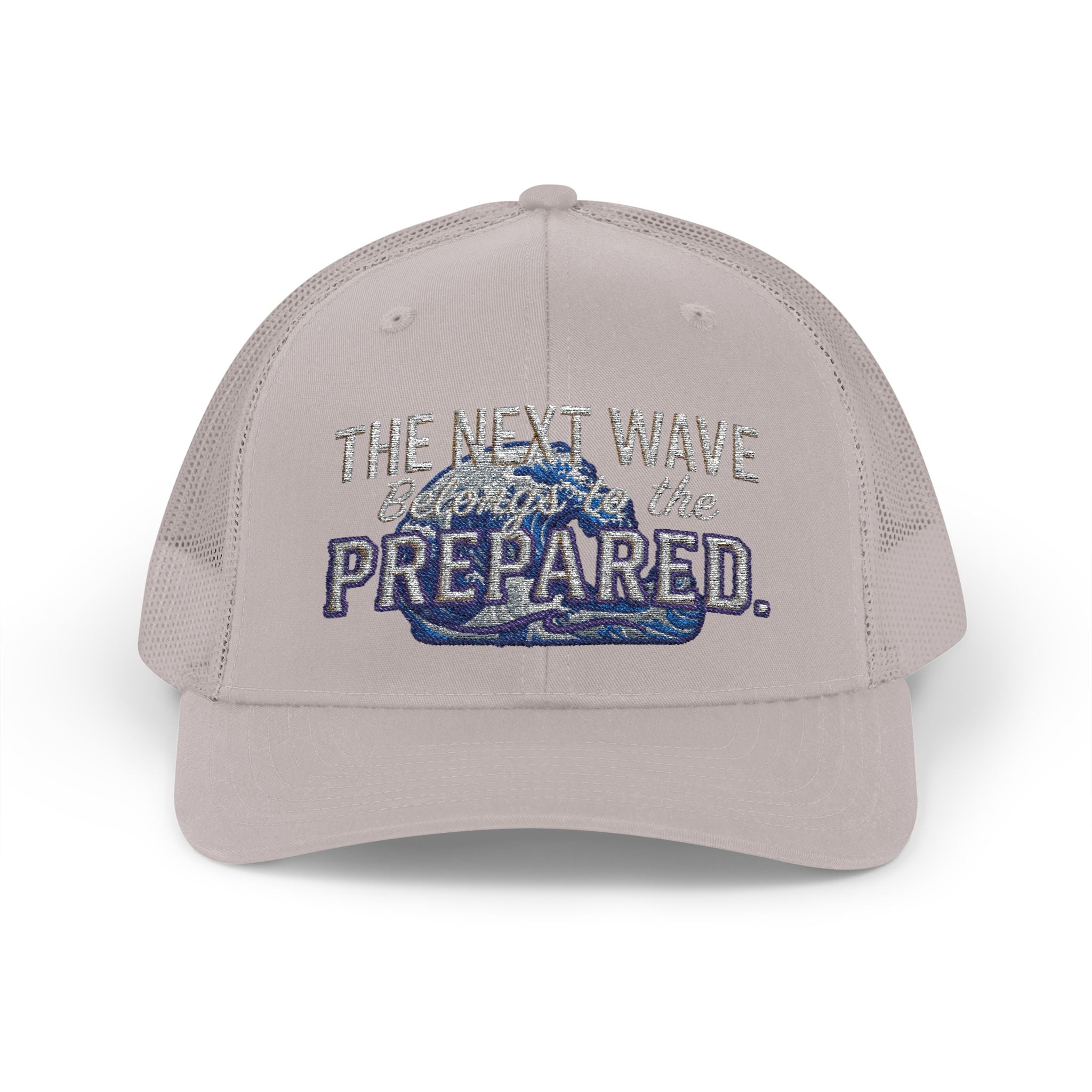 PR3PARED Snapback Embroidered Trucker Cap — 'The Next Wave Be Prepared' Ocean Patch Hat