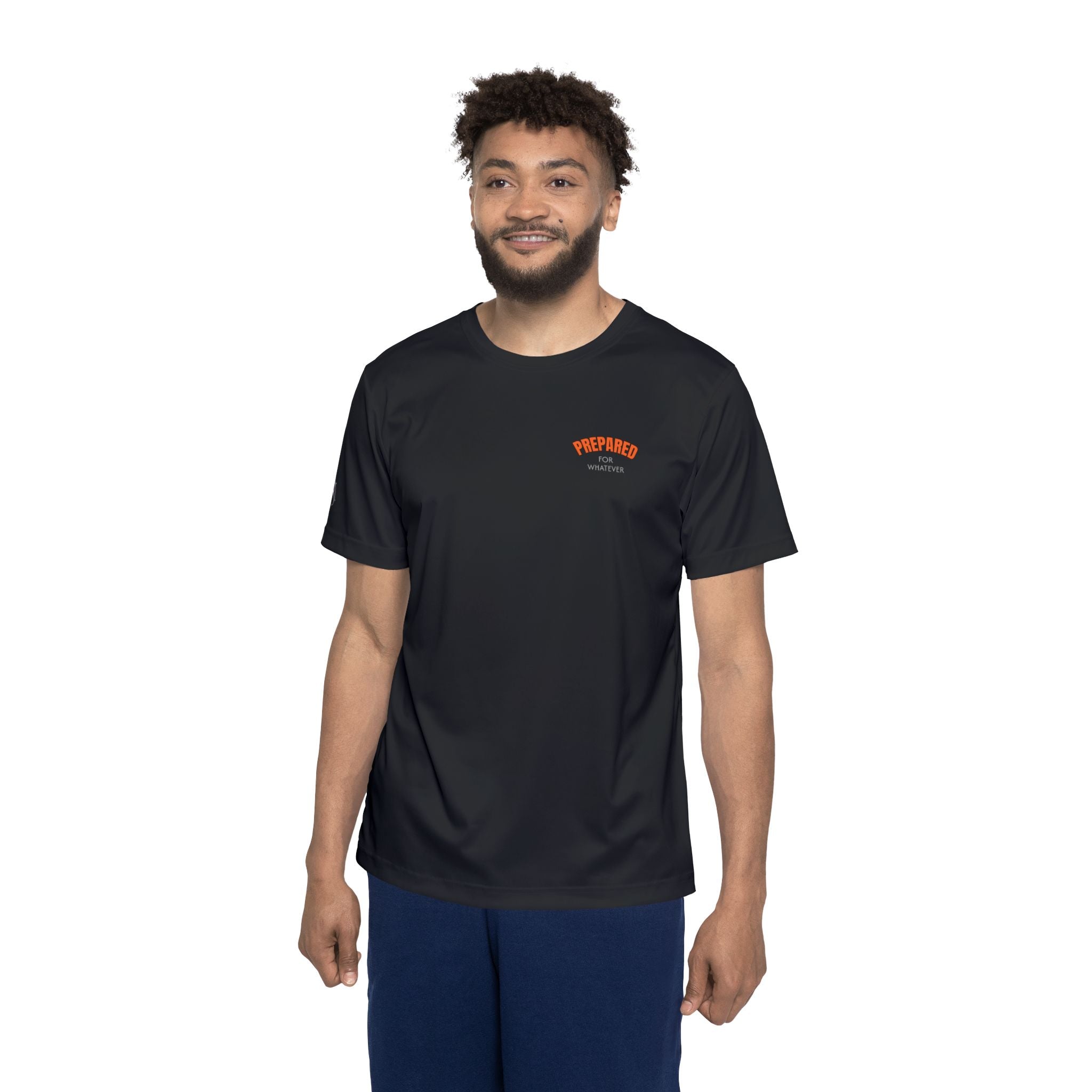 PR3PARED Graphic Sports Jersey Tee — Black/Orange All-Over Print Athletic Tee