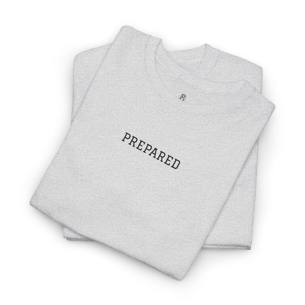 PR3PARED Graphic Embroidered Tee — Minimalist 'PREPARED' Text Shirt
