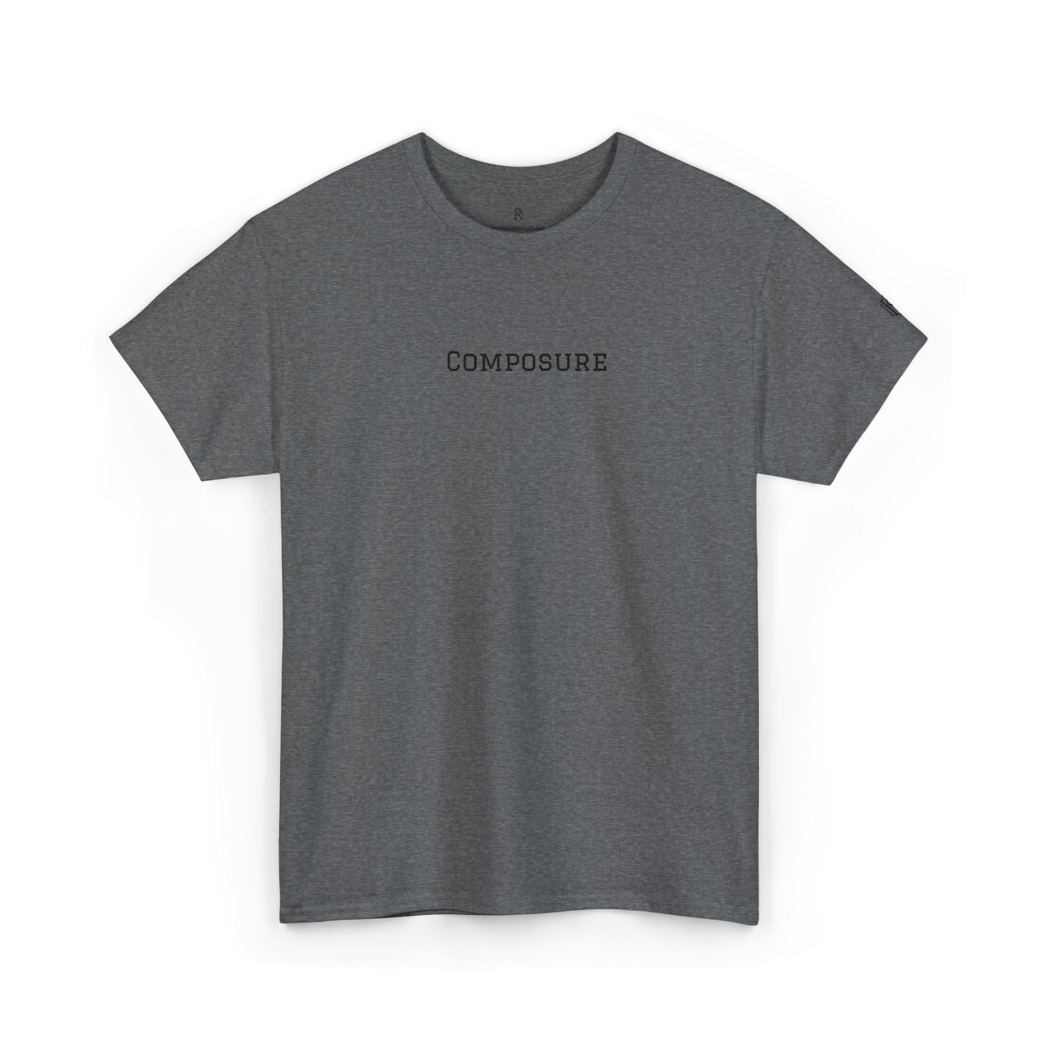 PR3PARED Composure Minimalist Embroidered Tee — Crewneck Shirt with 'Composure' Text