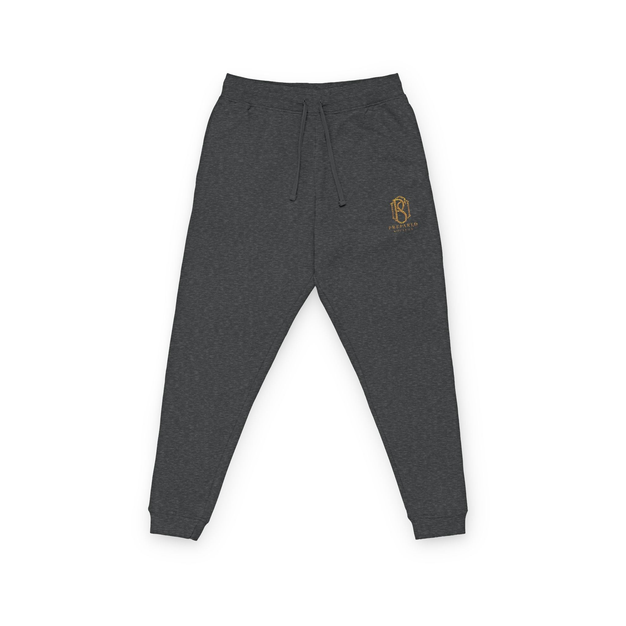 PR3PARED Embroidered Crest Fleece Joggers — Cozy Casual Pants with Gold Lion Emblem