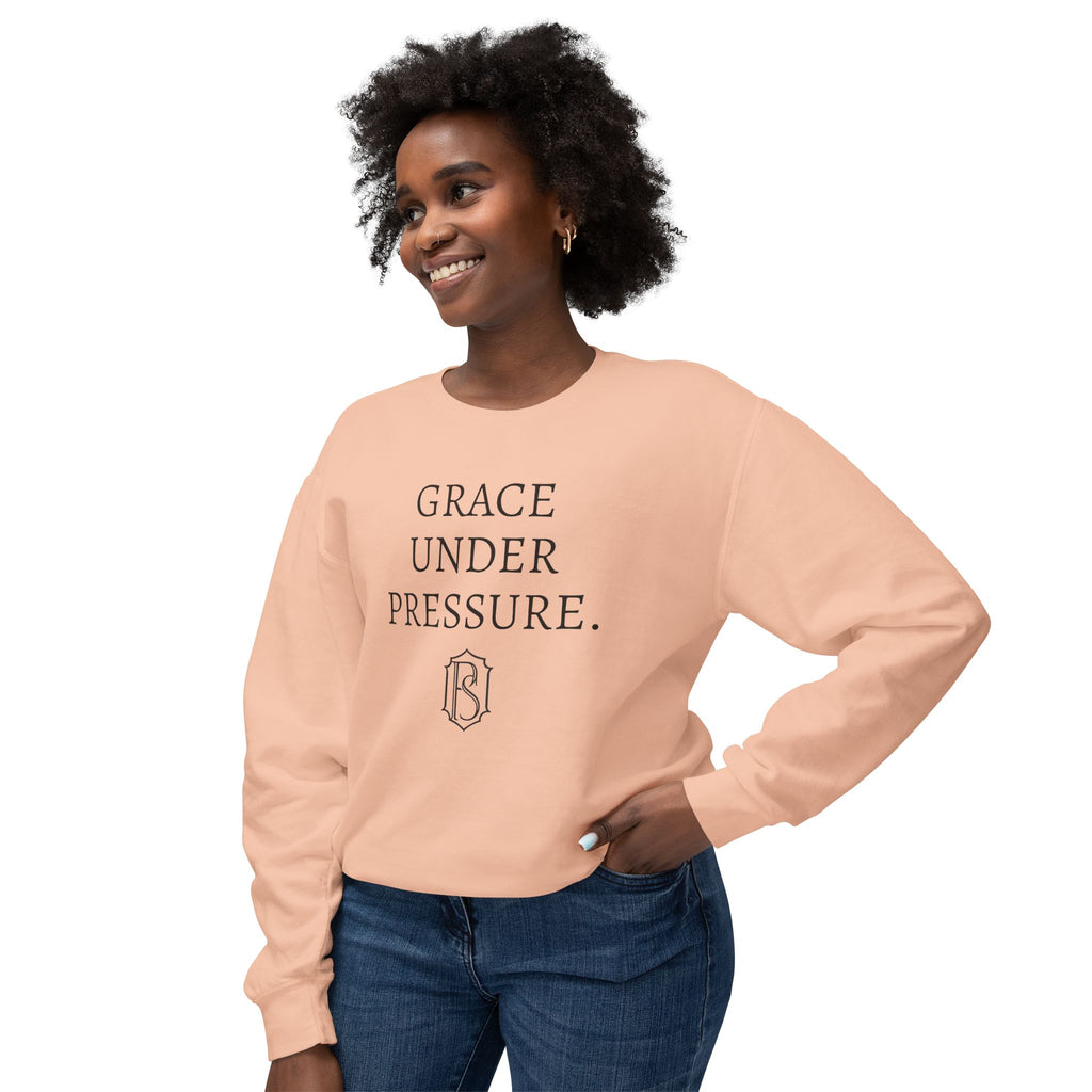 PR3PARED Crewneck Sweatshirt — "Grace Under Pressure" Minimalist Inspirational Pullover