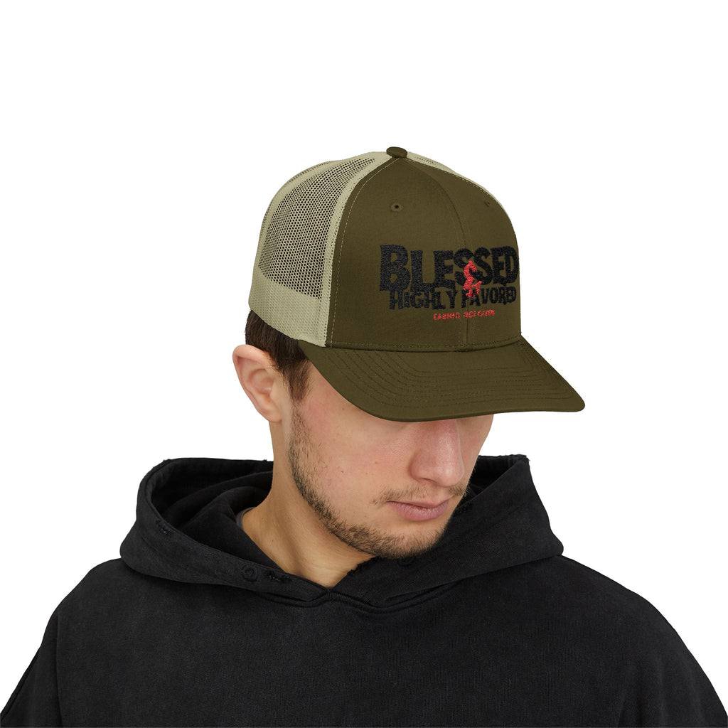 PR3PARED Embroidered Trucker Cap — "Blessed & Highly Favored" Embroidered Snapback