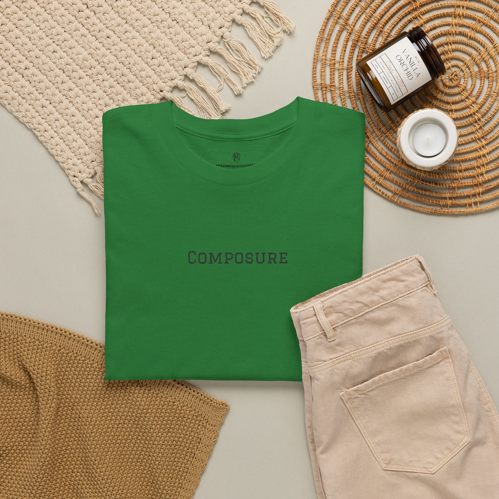 PR3PARED Composure Minimalist Embroidered Tee — Crewneck Shirt with 'Composure' Text