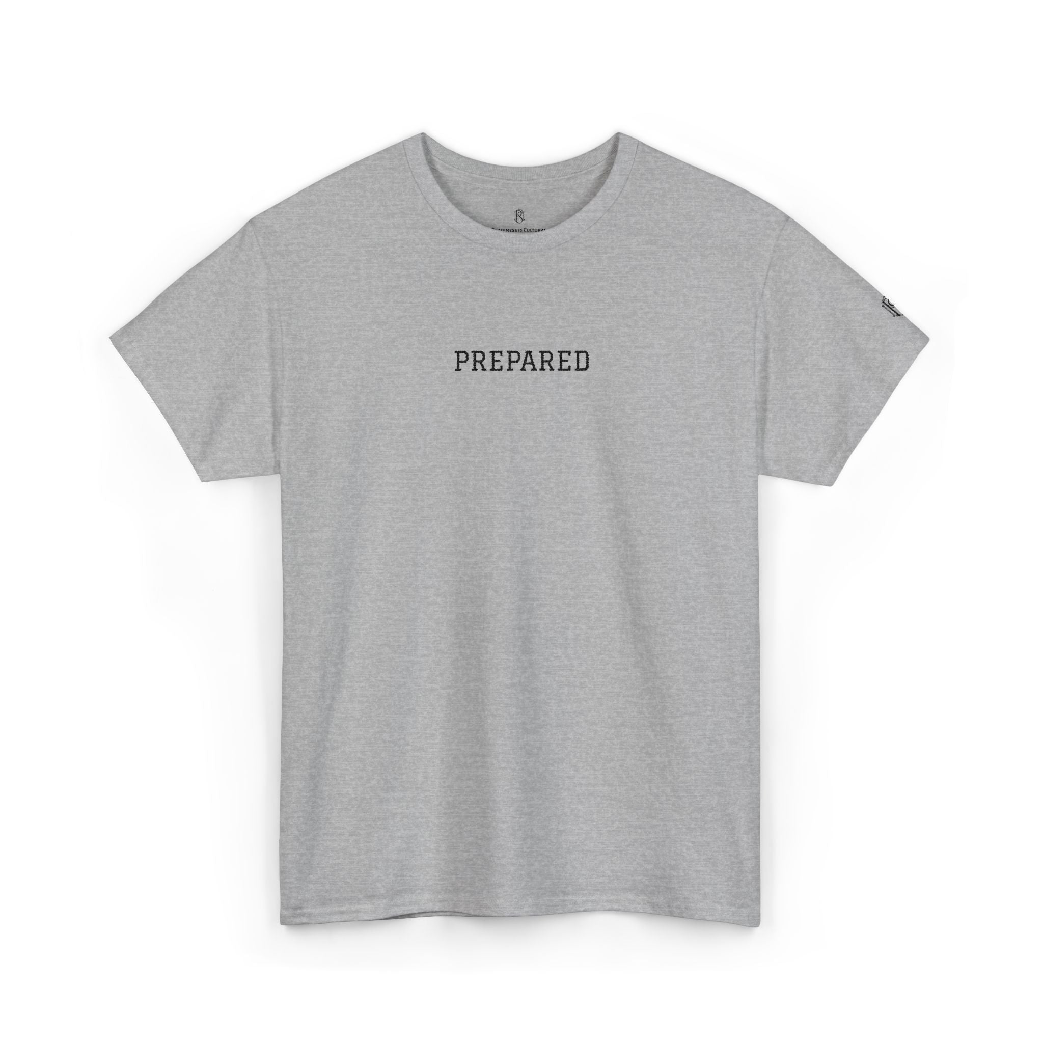 PR3PARED Graphic Embroidered Tee — Minimalist 'PREPARED' Text Shirt