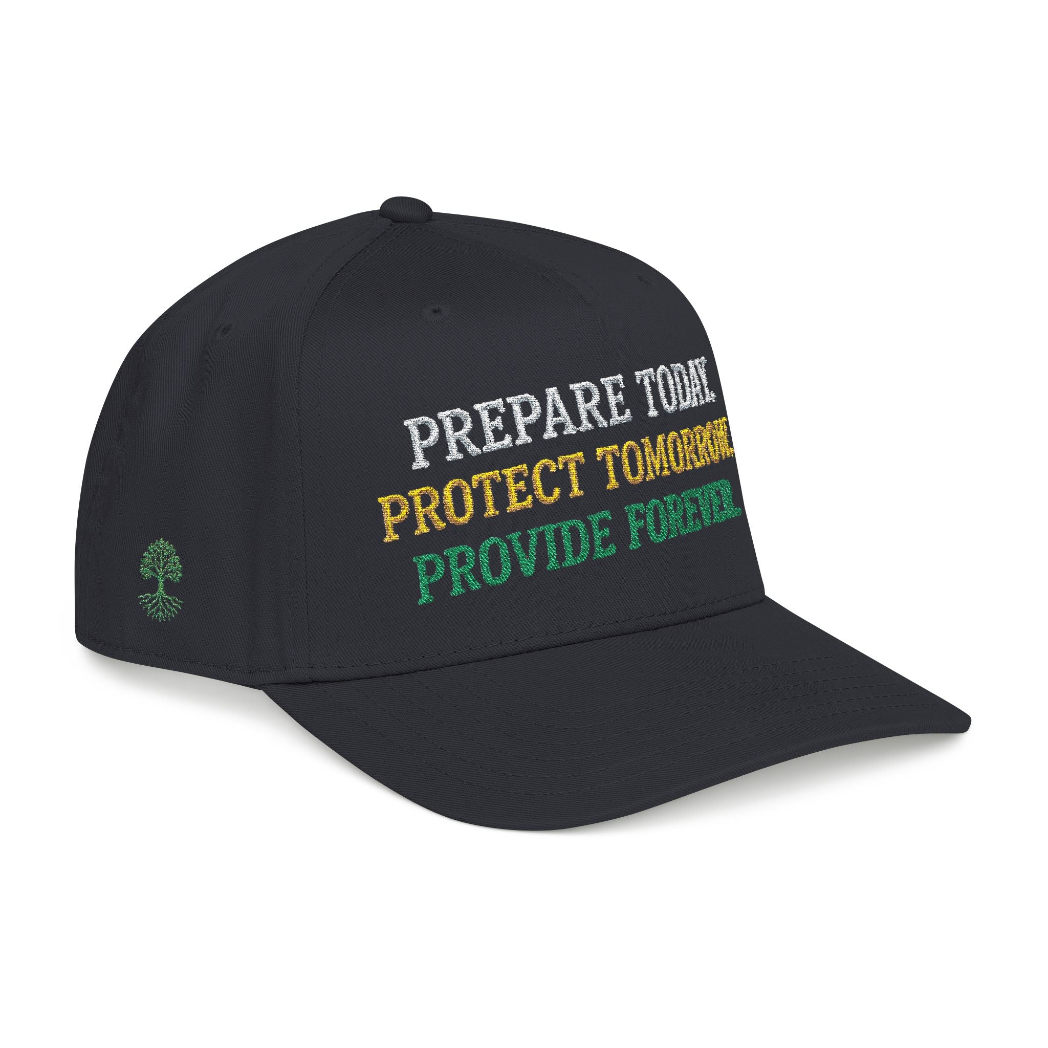 PR3PARED Eco Message Baseball Cap — “Prepare Today. Protect Tomorrow. Provide Forever.”