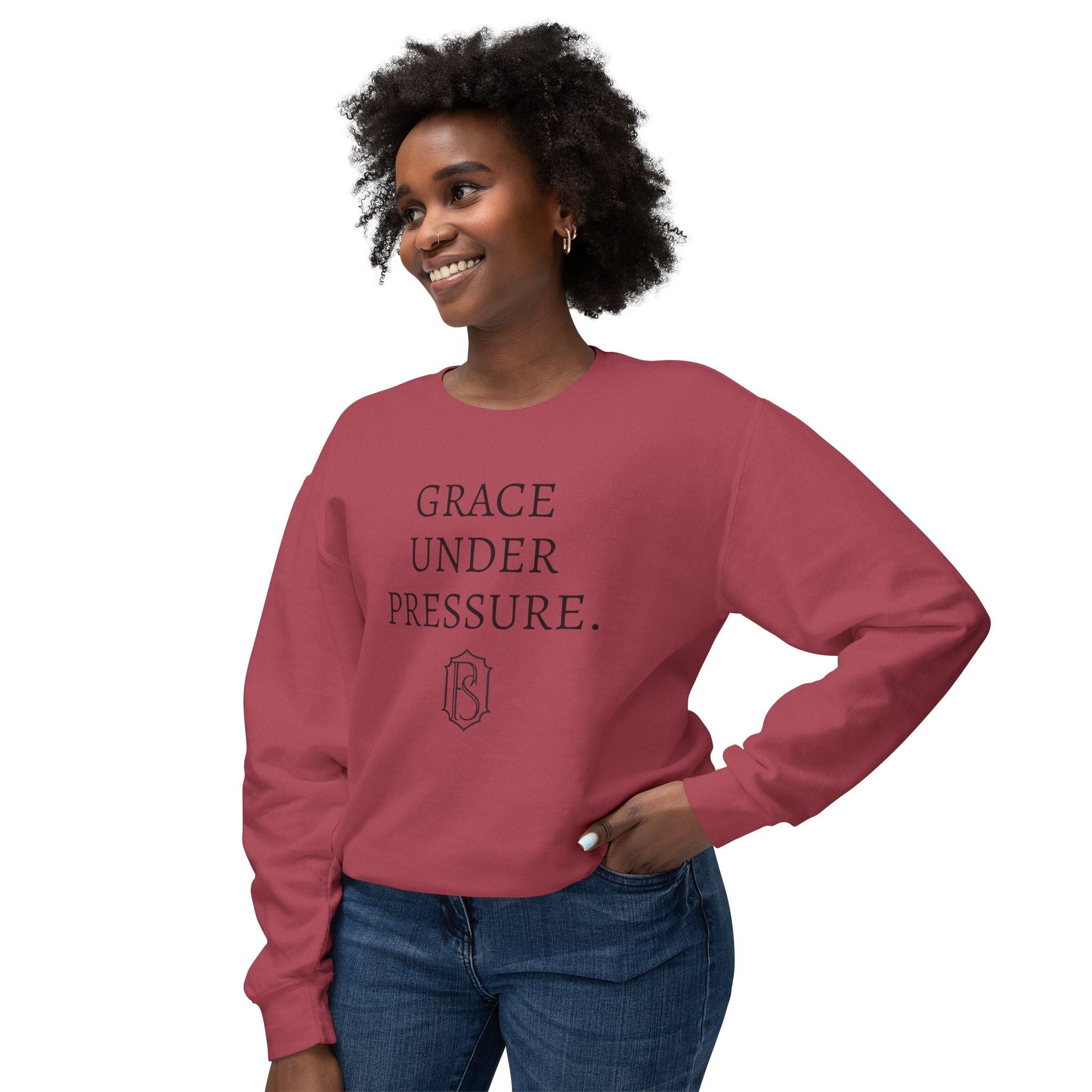 PR3PARED Crewneck Sweatshirt — "Grace Under Pressure" Minimalist Inspirational Pullover